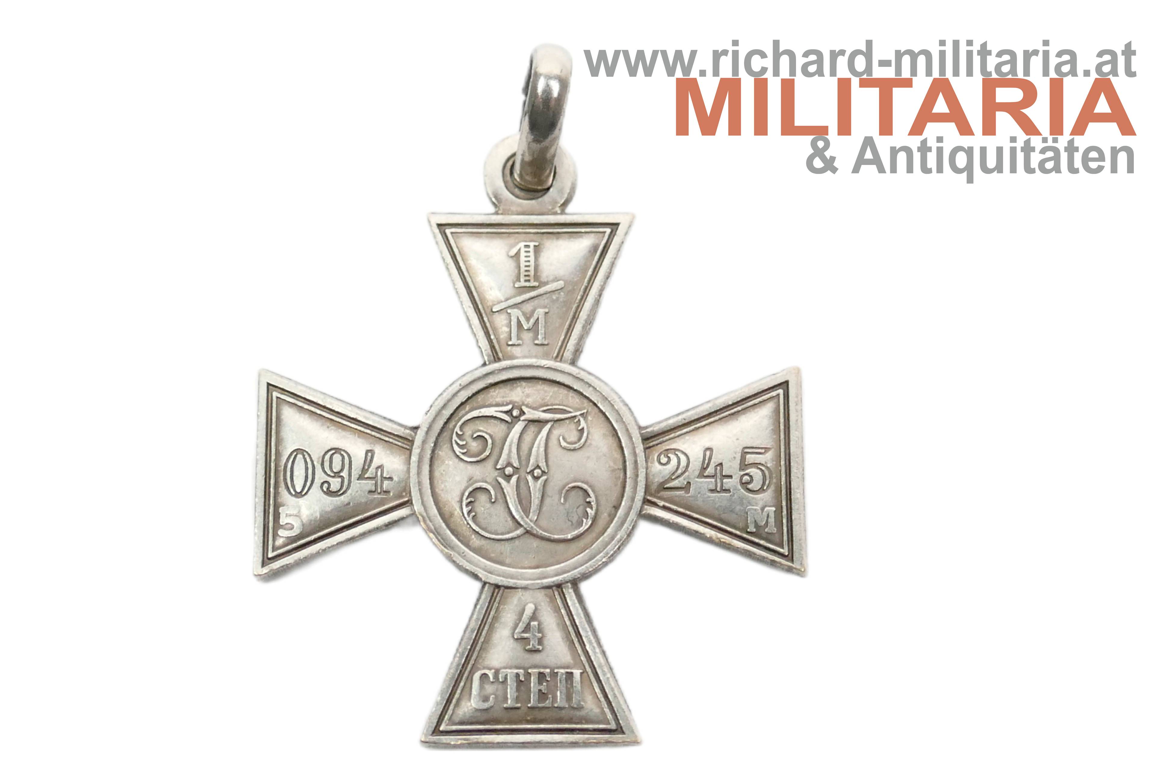 Zaristisches Russland - St. Georgs-Kreuz 4. Klasse - Weißmetall