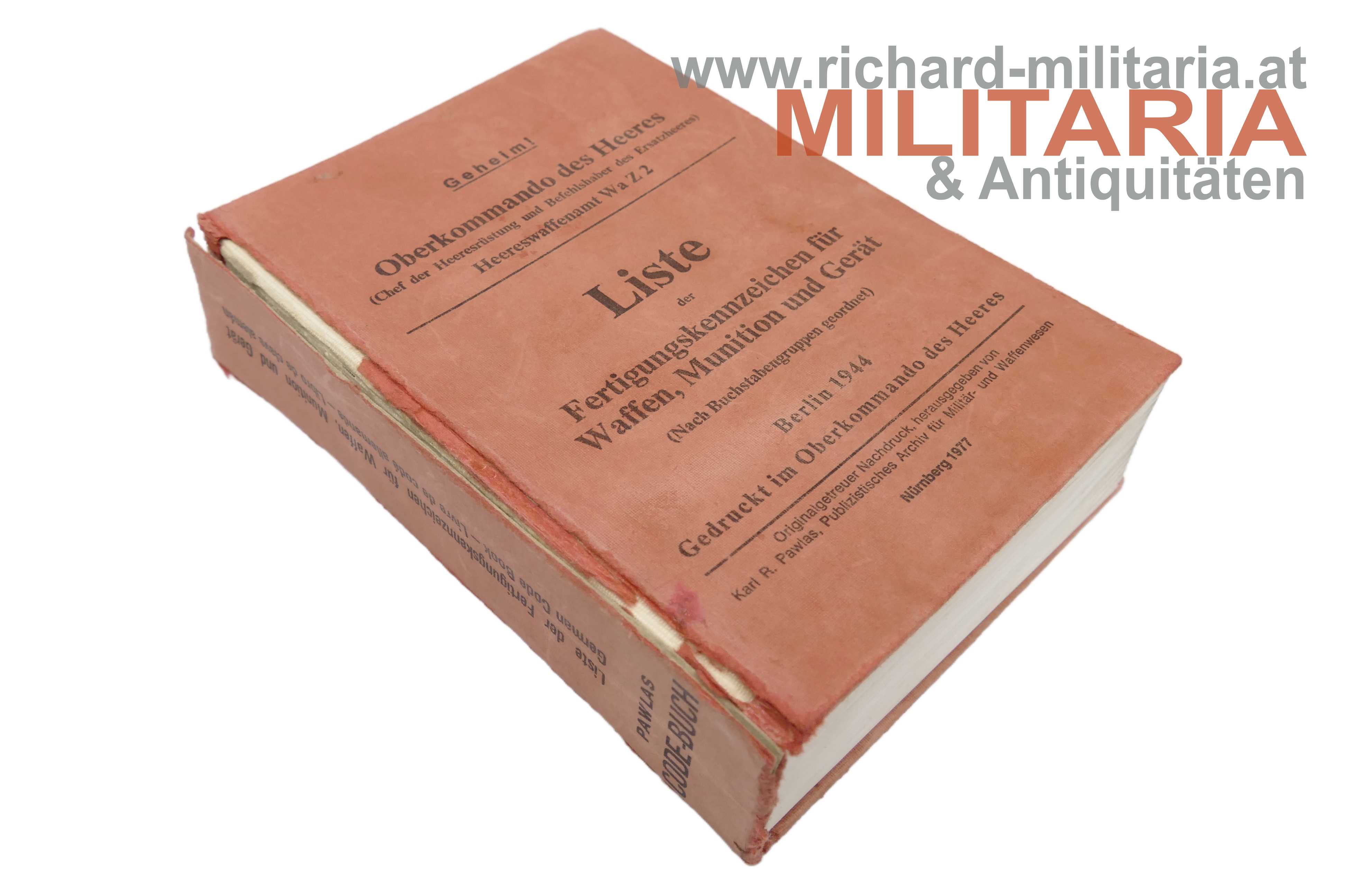 OKW - Liste der Fertigungskennzeichen für Waffen, Munition und Gerät - Berlin 1944
