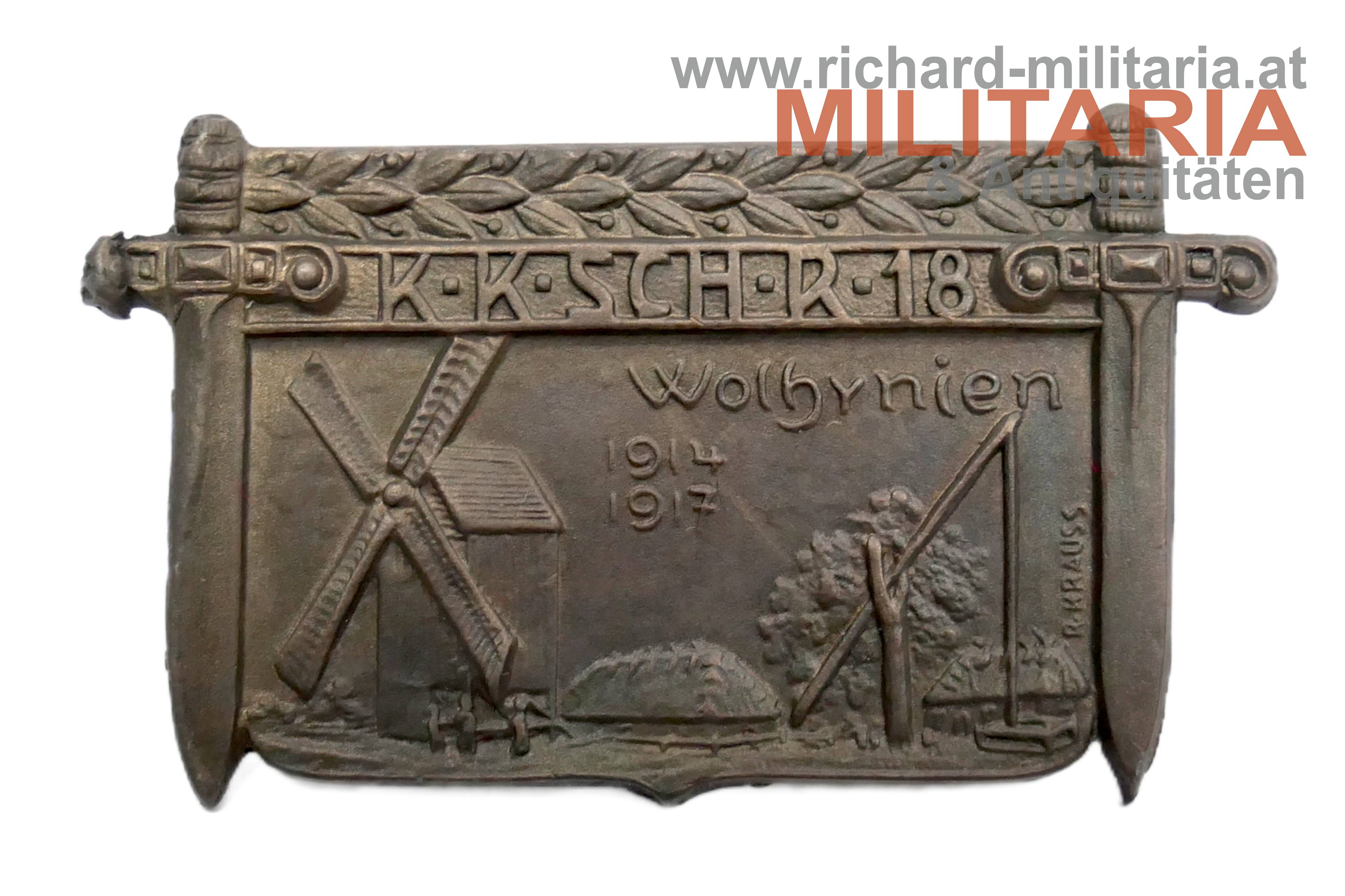 k.k. Kappenabzeichen - SCH R 18 - 1914-1917 - Wolhynien