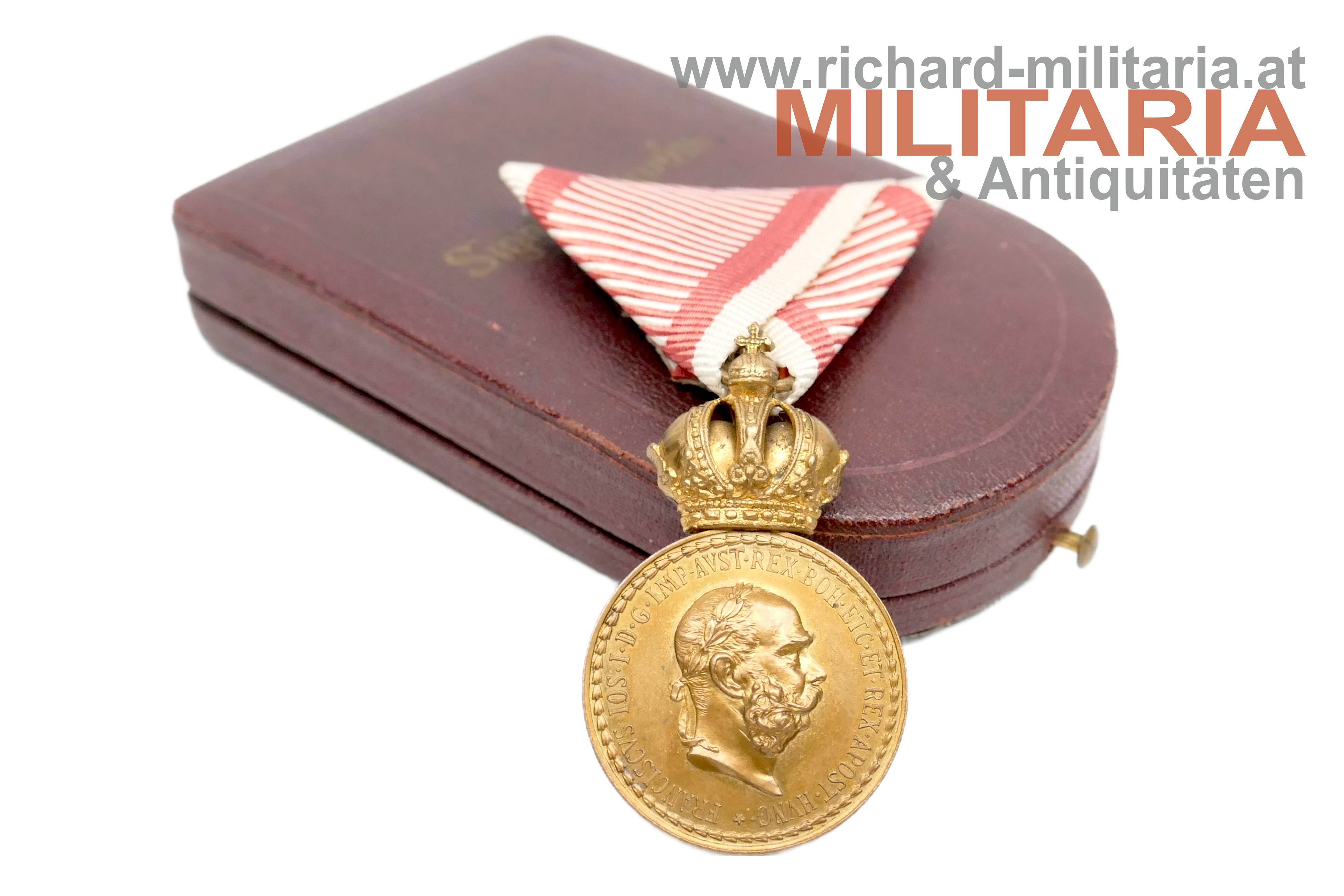 k.u.k. Bronzene Militärverdienstmedaille FJ1 mit Etui - Tiller