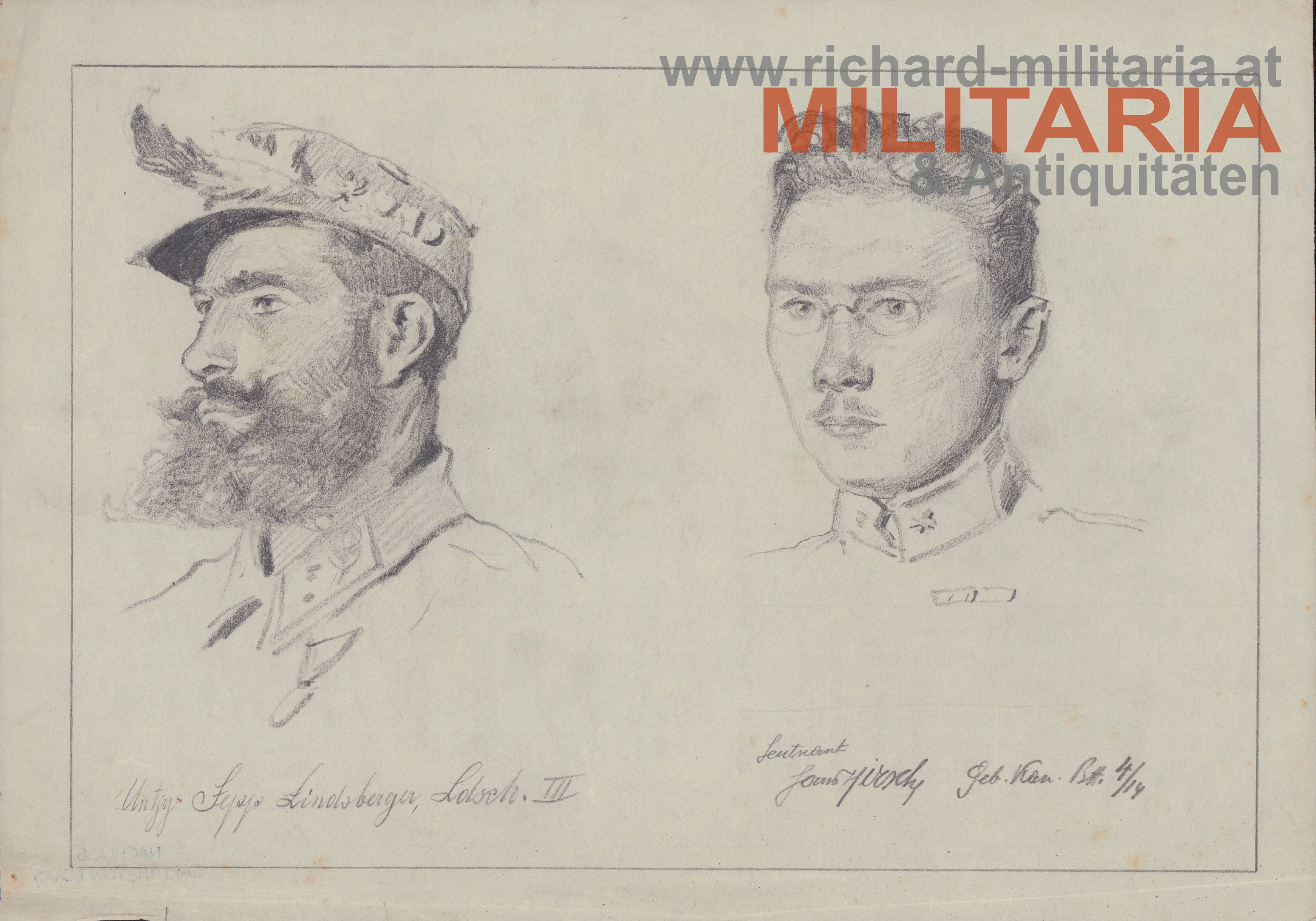 k.k. Ld.Sch. Unterjäger Lindsberger und Lt. Hirsch; Geb.Kan. Btt. 4/14 - C. Ritter Th. v. Blaas 