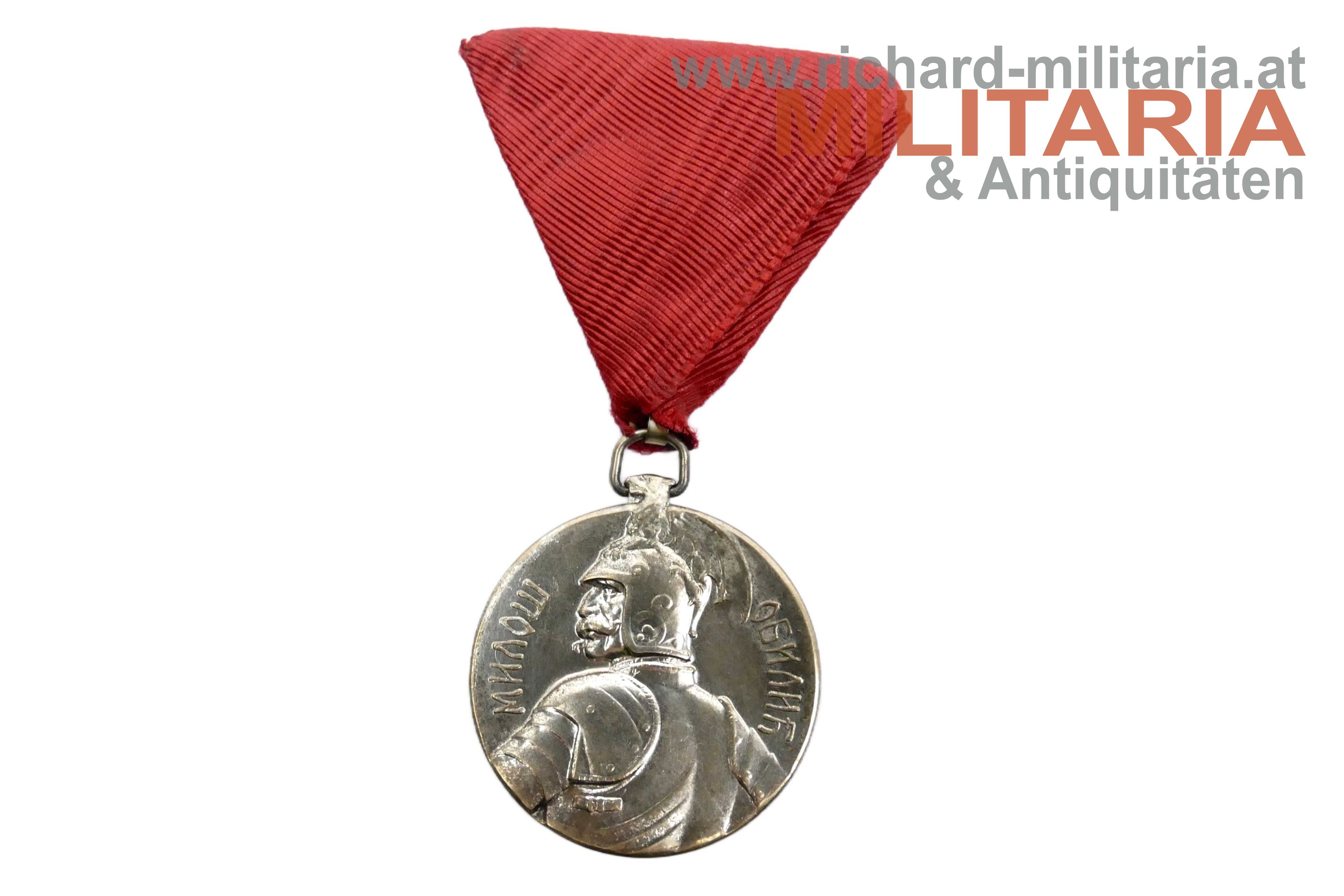 Serbien - Silberne Tapferkeitsmedaille "Milos Obilic" - 36mm Variante