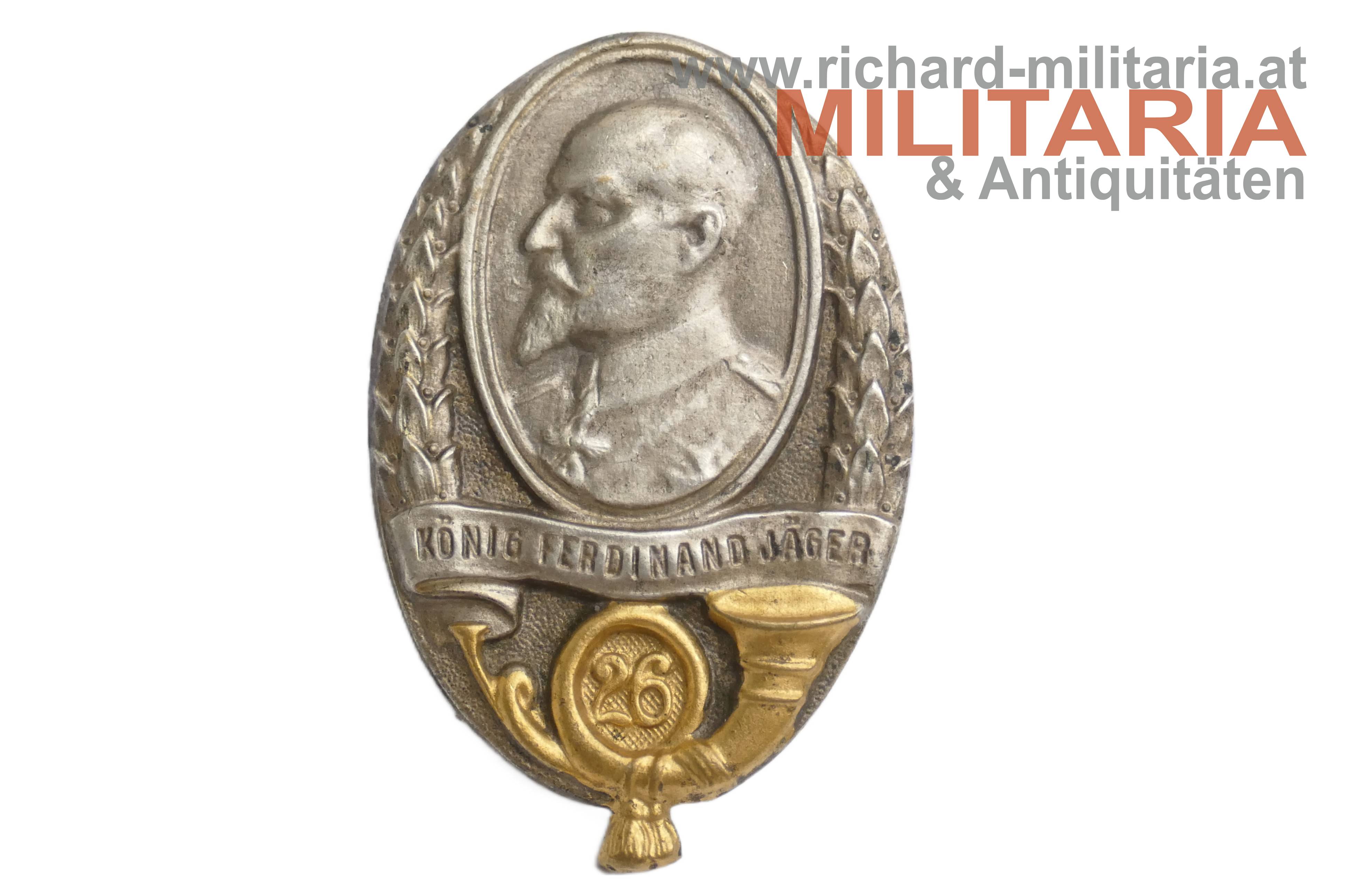k.u.k. Kappenabzeichen - König Ferdinand Jäger Nr. 26