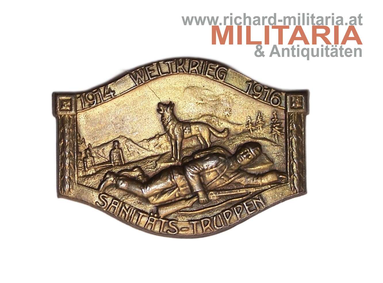 k.u.k. Kappenabzeichen Sanitäts-Truppe 1914 - 1916 (Eisen vergoldet)