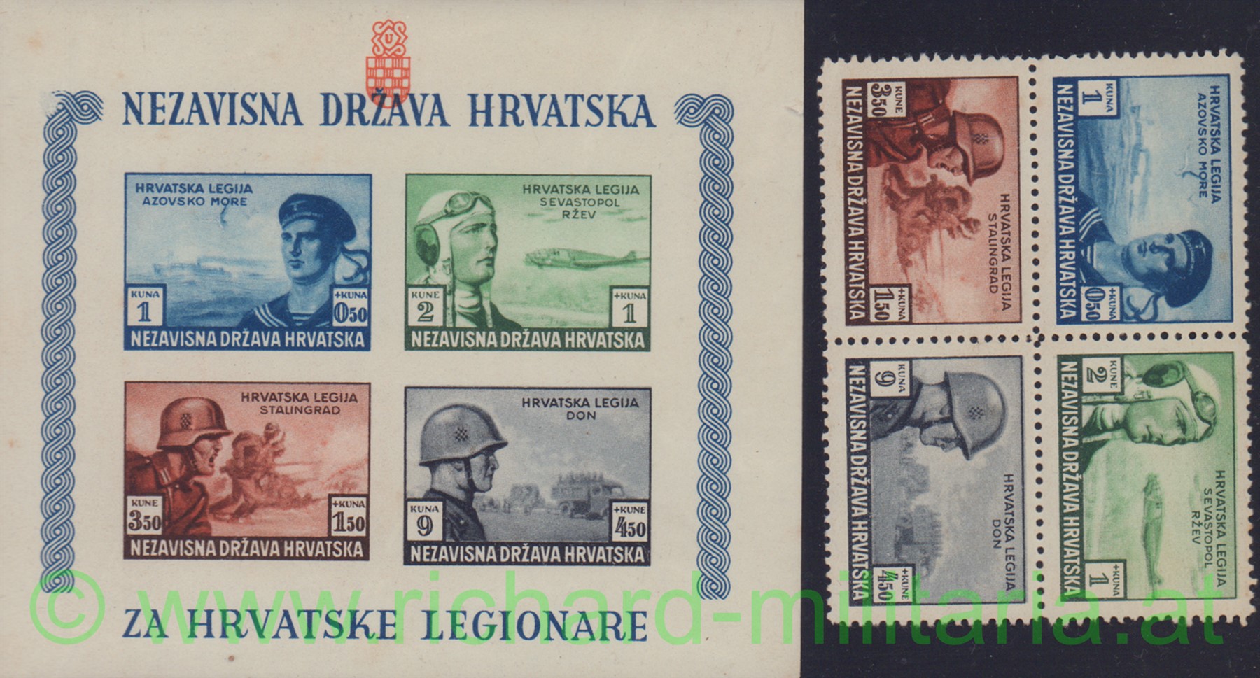 Kroatische Legion - postfrischer Briefmarkensatz - 2 Blatt