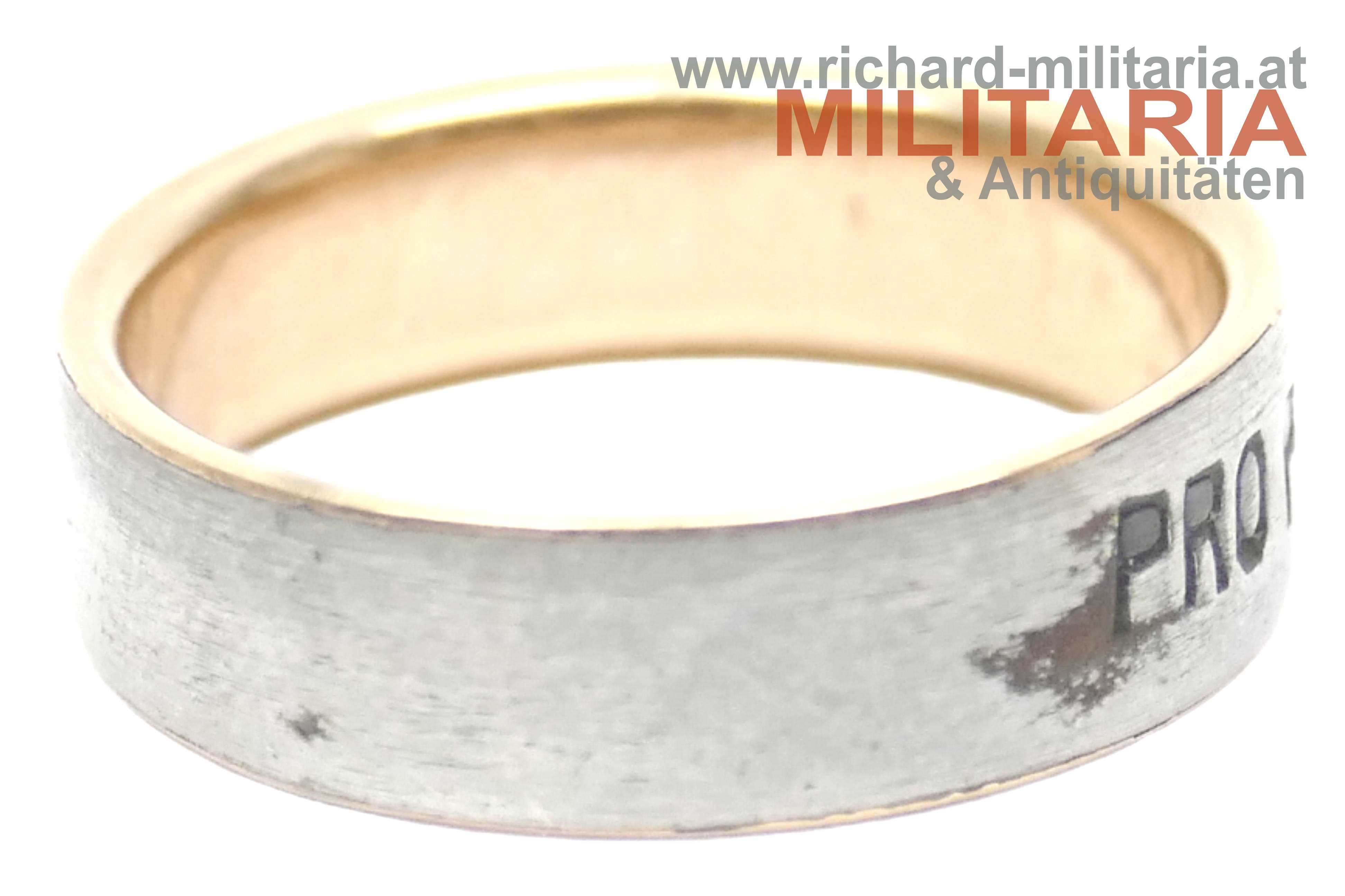 Patriotischer Ring "Pro Patria 1914" mit Goldeinlage 