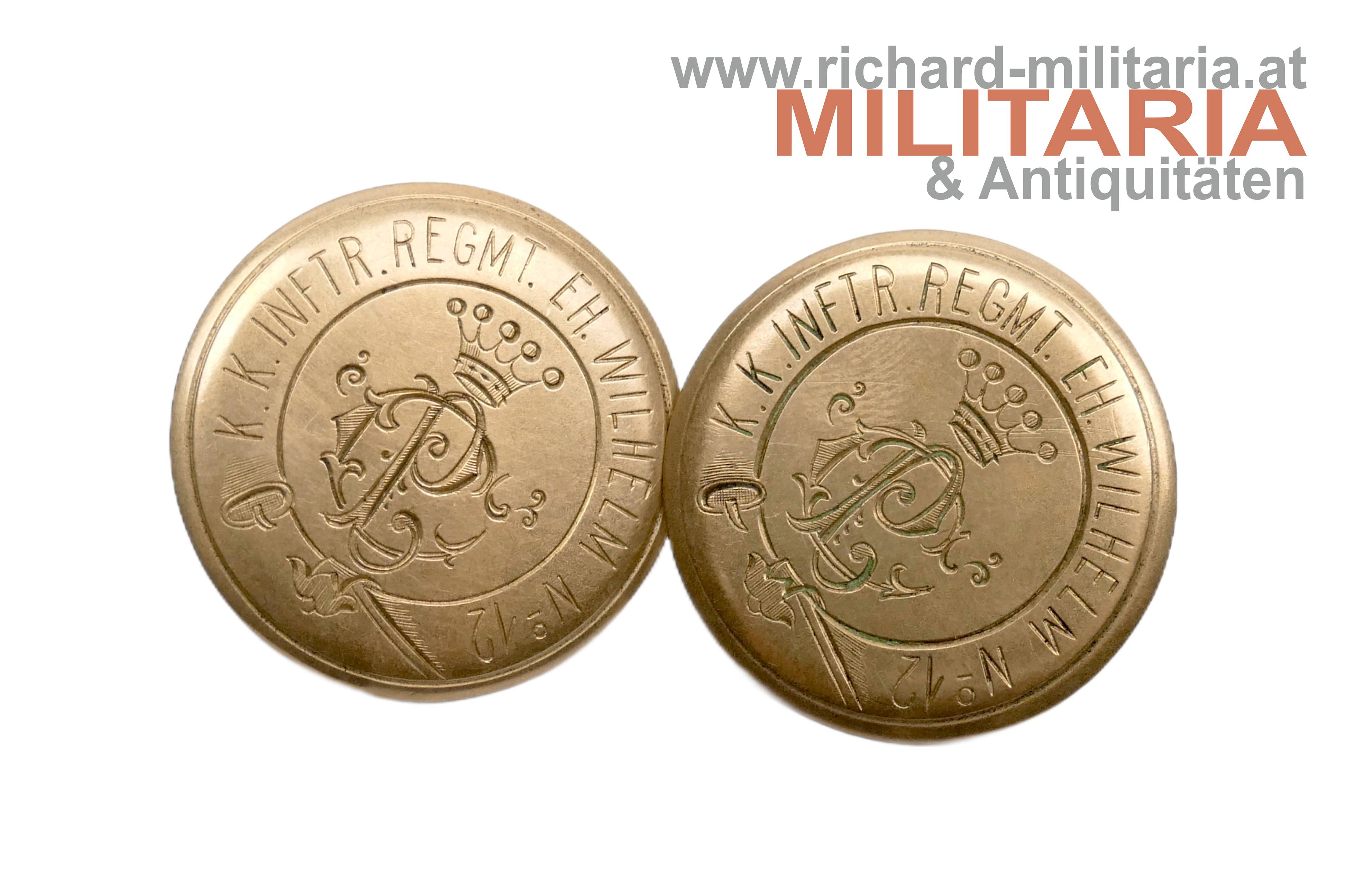 "k.k. Inftr. Regmt. EH. Wilhelm Nr. 12" - Manschettenknöpfe 