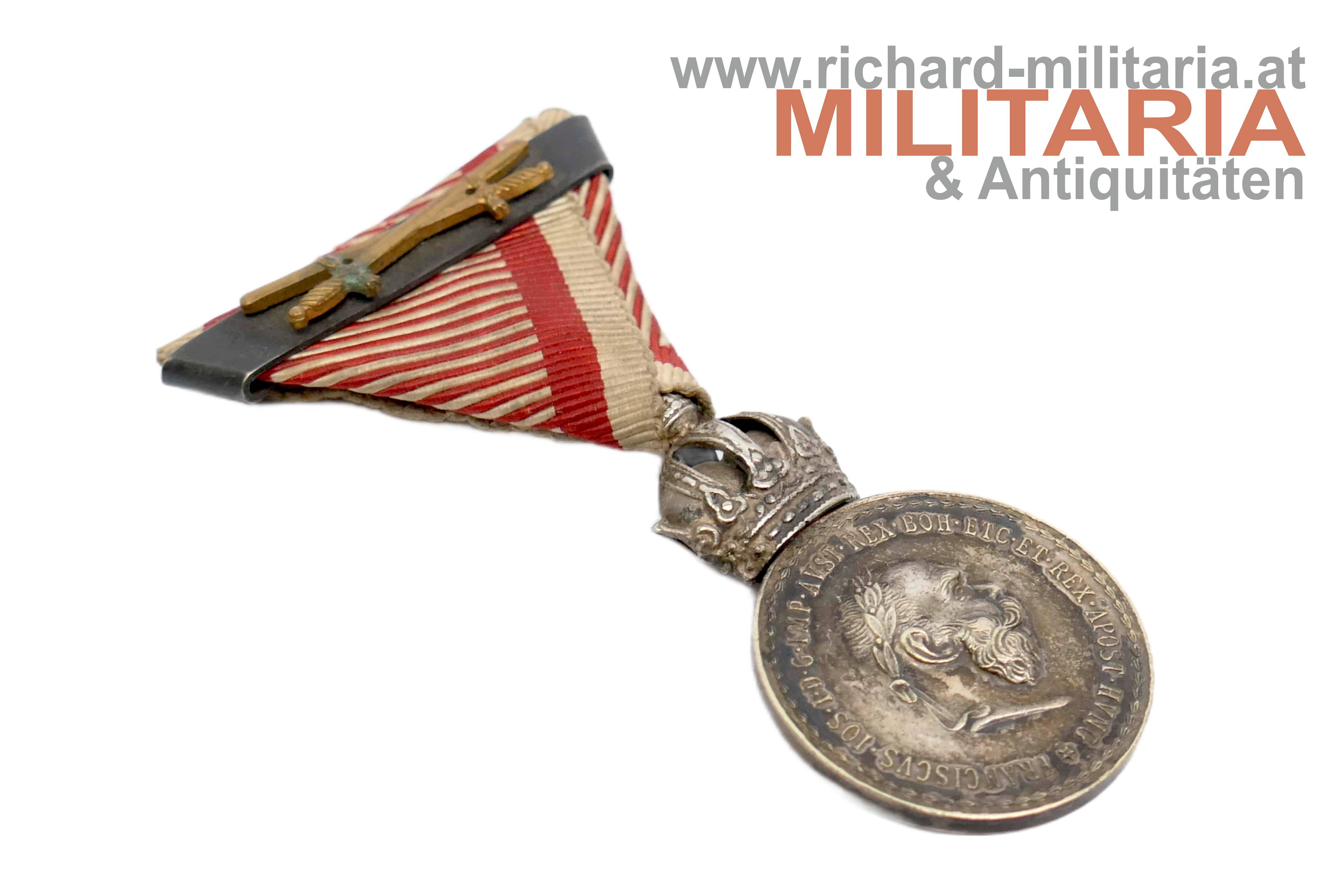 k.u.k. Silbernes Signum Laudis - Kaiser Franz Josef - 32mm-Variante mit Wiederholungsspange