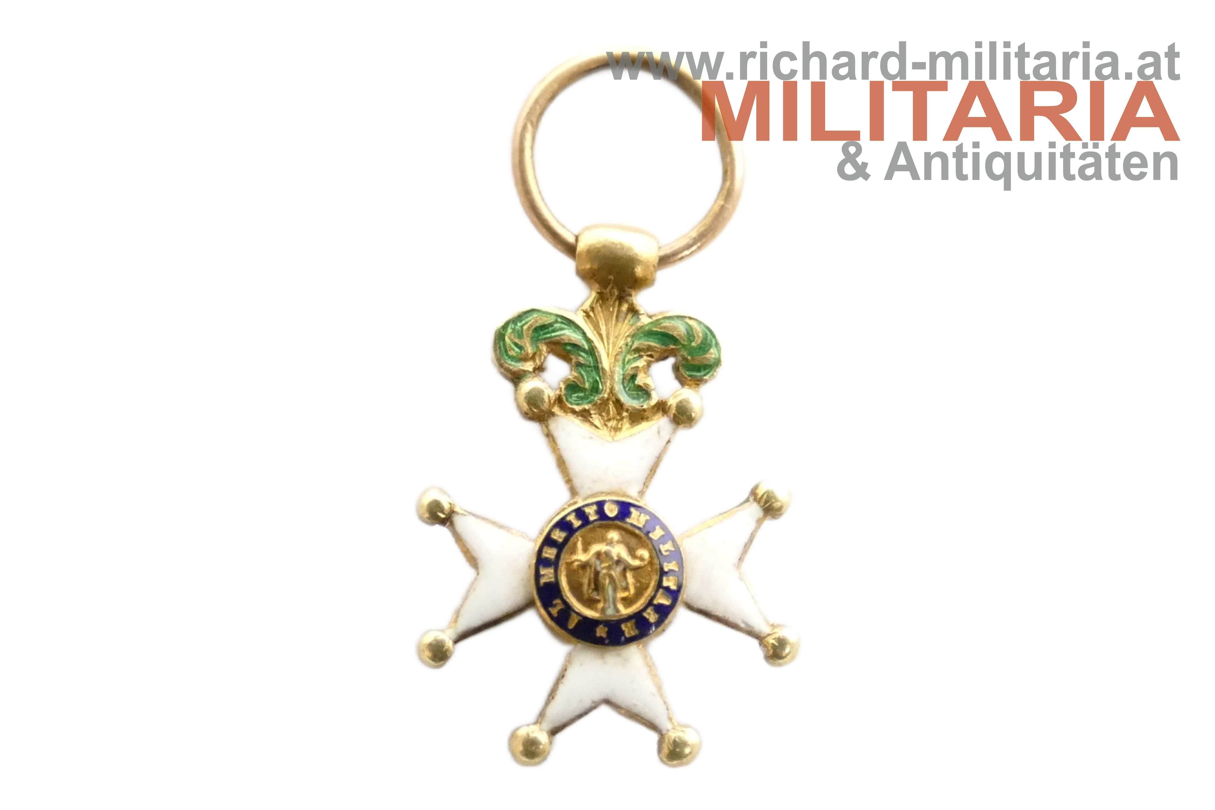 Spanien - St. Ferdinands-Orden Offizierskreuz 1. Klasse - MINIATUR - GOLD