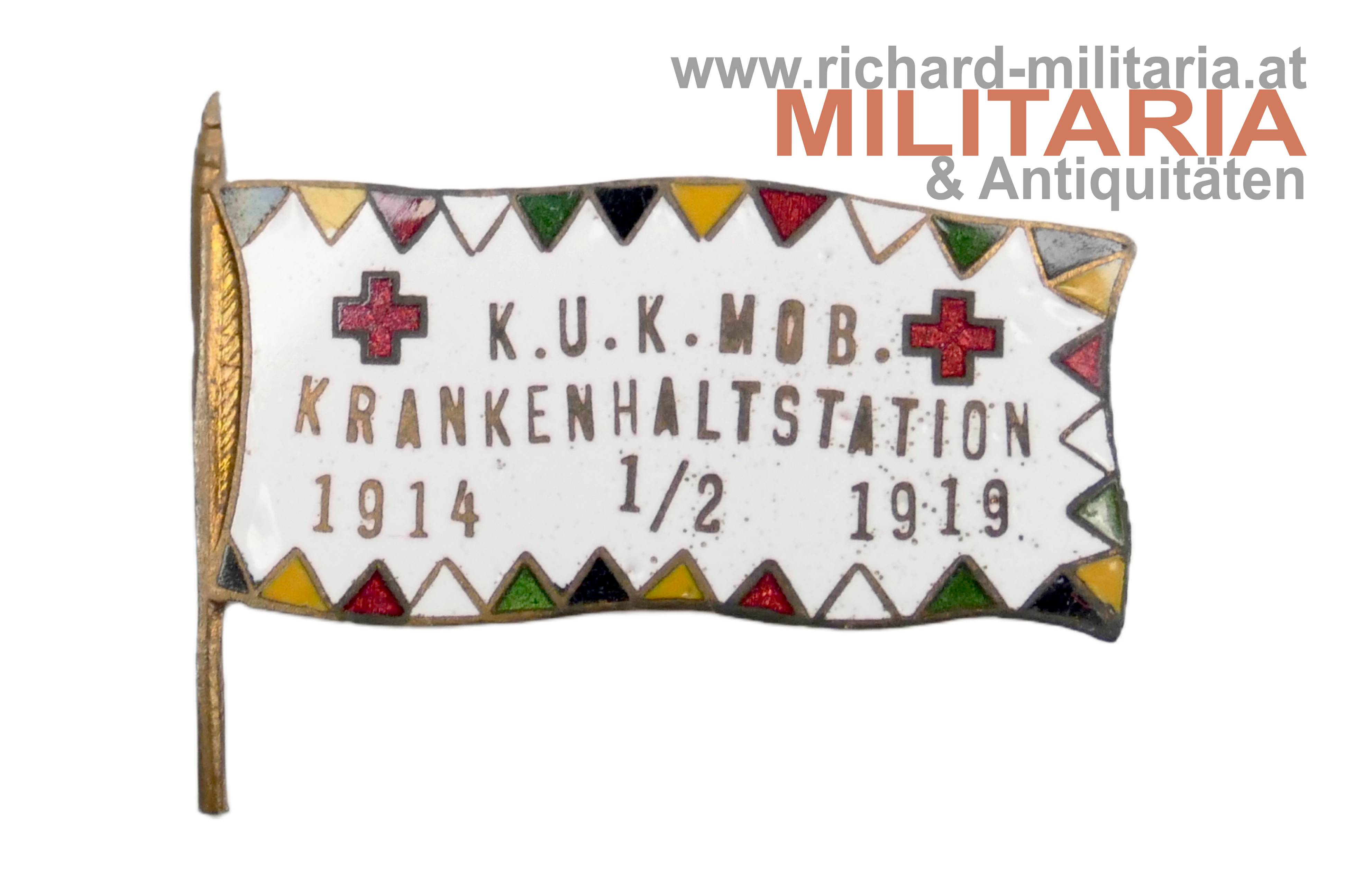 k.u.k. Kappenabzeichen - Mob. Krankenhaltstation 1914 1/2 1919