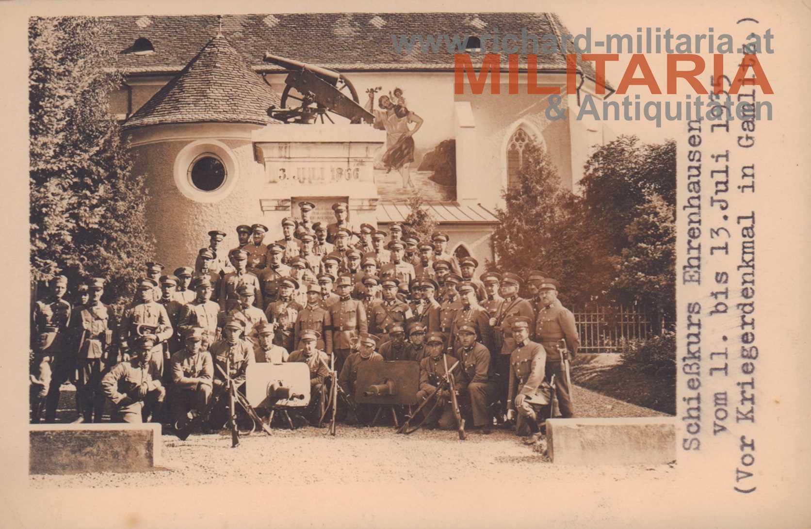 Schießkurs Ehrenhausen vom 11. bis 13. Juli 1935 (Vor Kriegerdenkmal in Gamlitz)