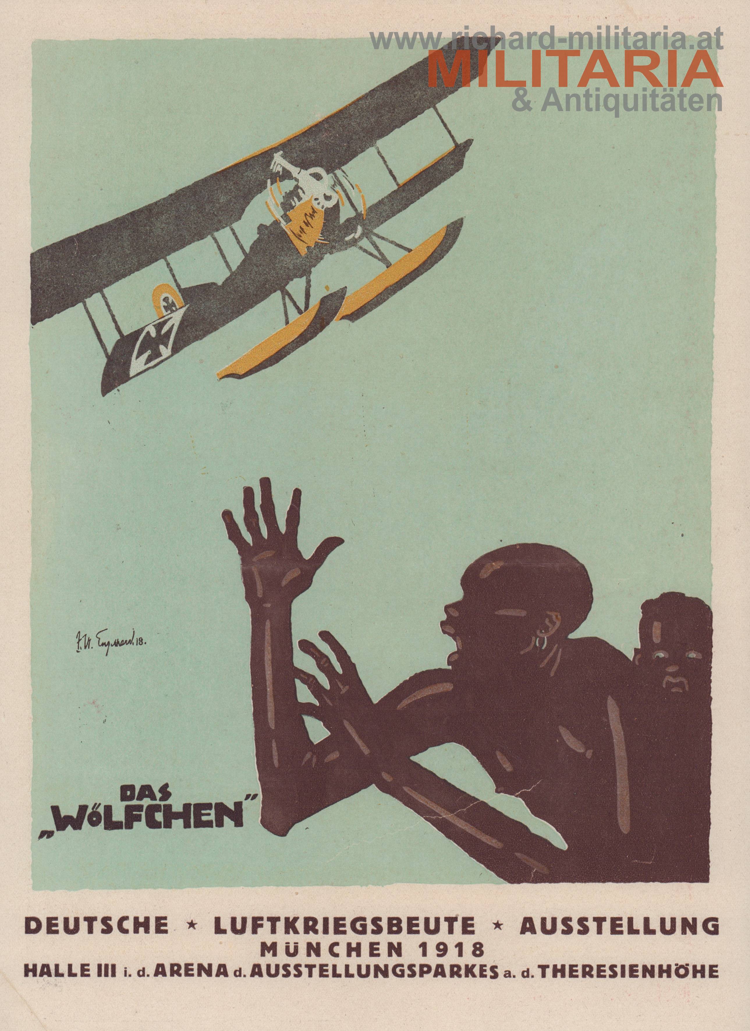 Flugblatt - Deutsche Luftkriegsbeute Ausstellung München 1918 - Pfalz Flugzeugwerke