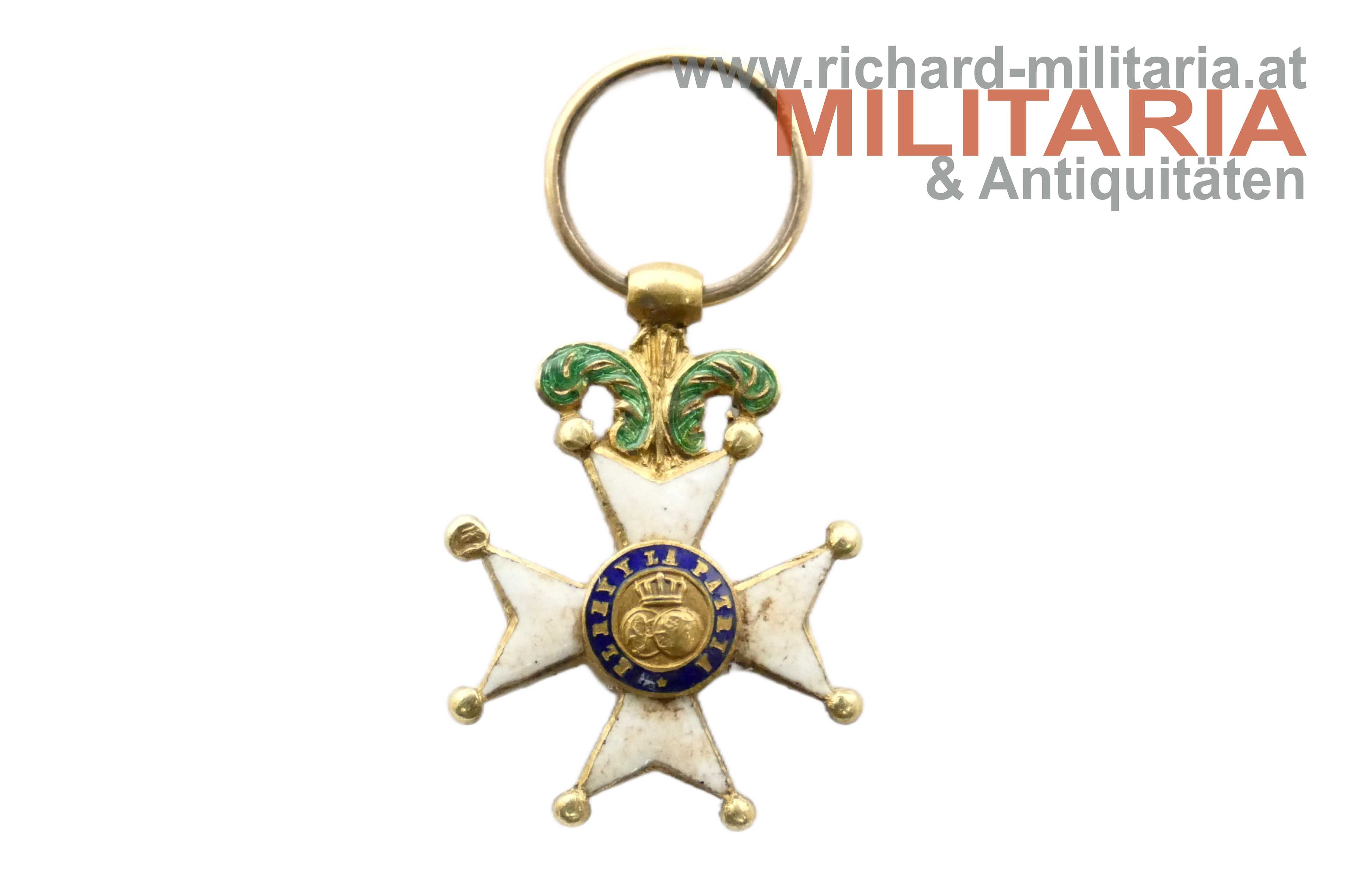 Spanien - St. Ferdinands-Orden Offizierskreuz 1. Klasse - MINIATUR - GOLD