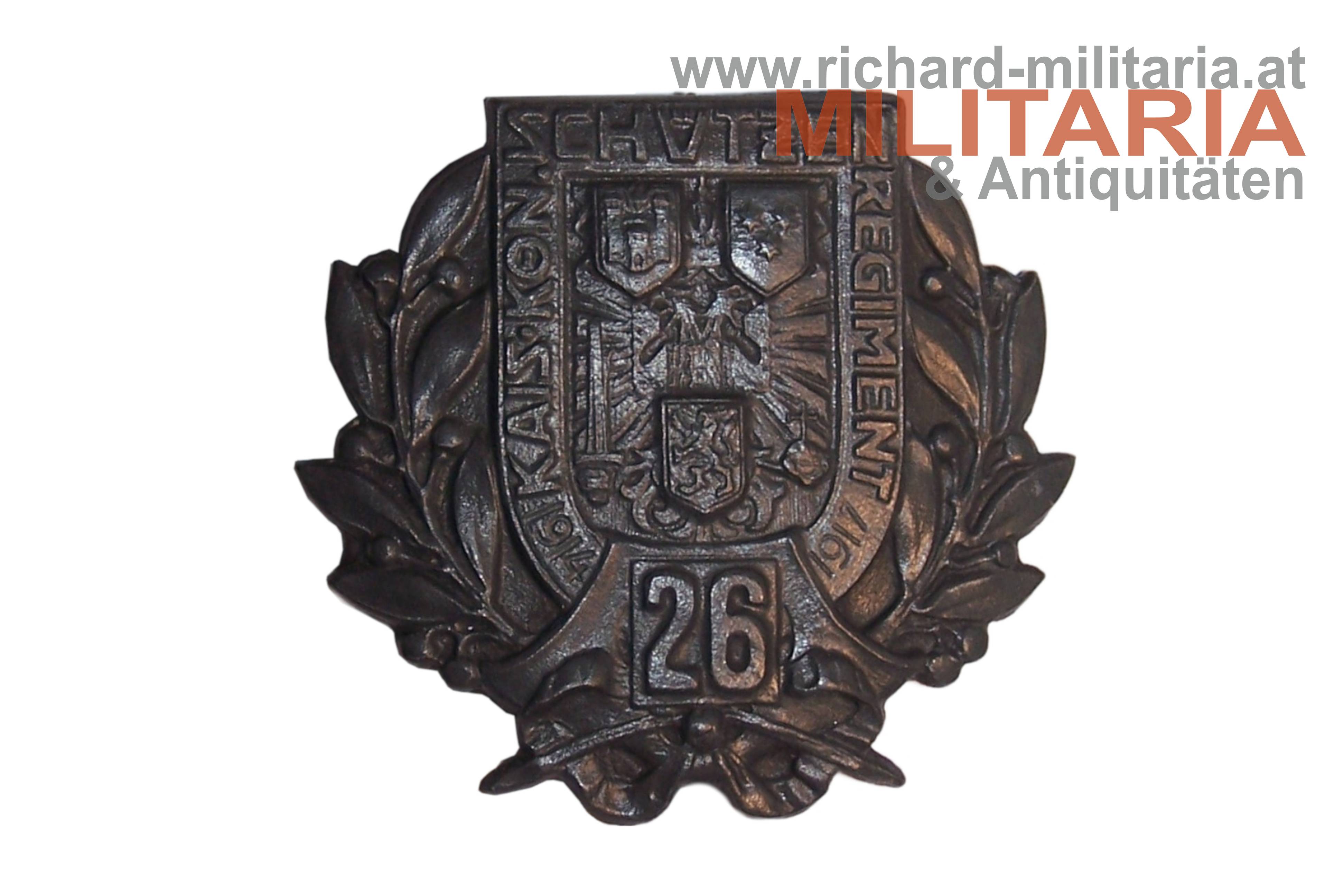 k.k. Kappenabzeichen - Kais. Kön. Schützen Regiment 26. 1914/1917