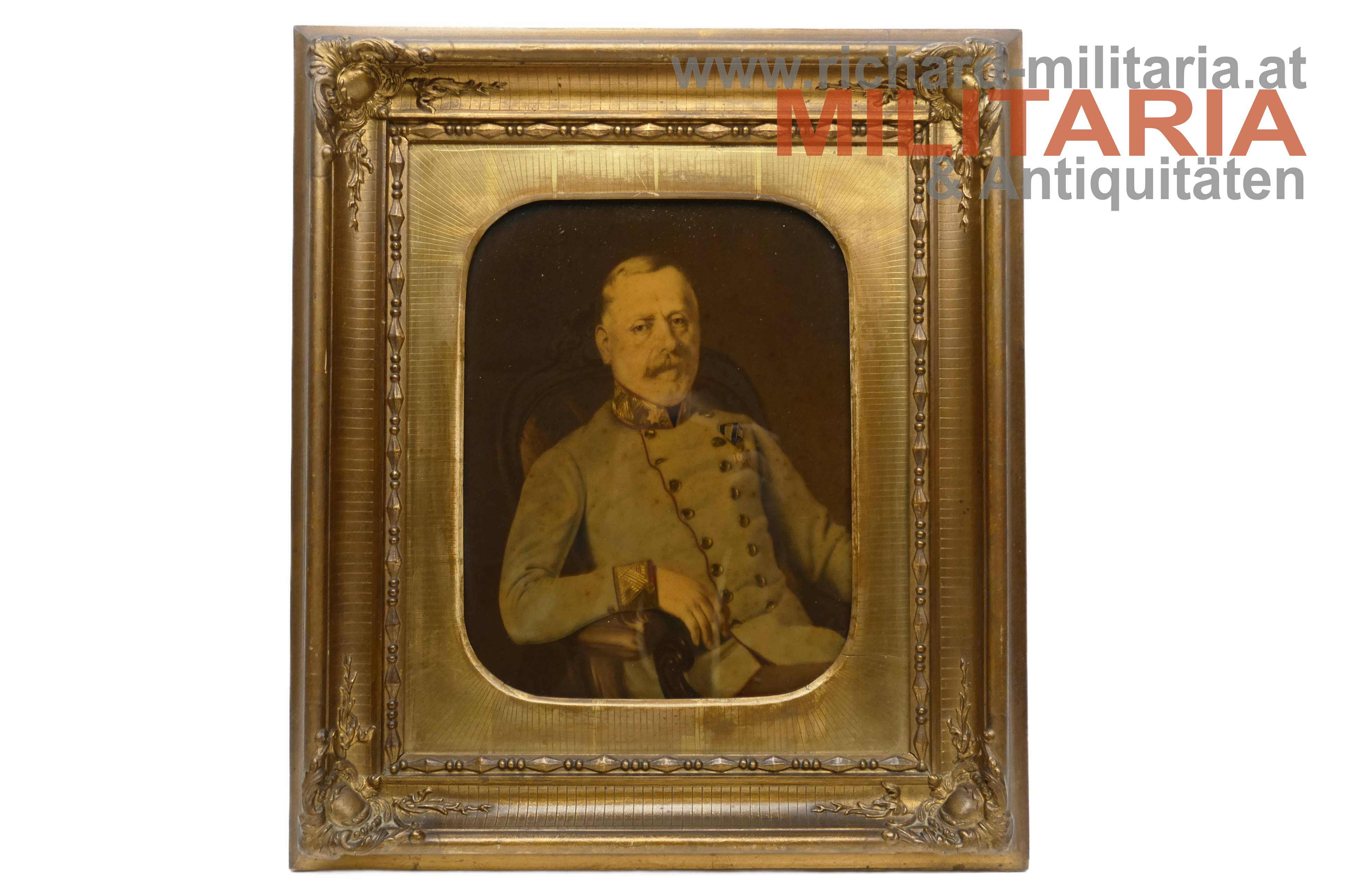 k.k. Hinterglasbild - Generalmajor mit Militärdienstzeichen