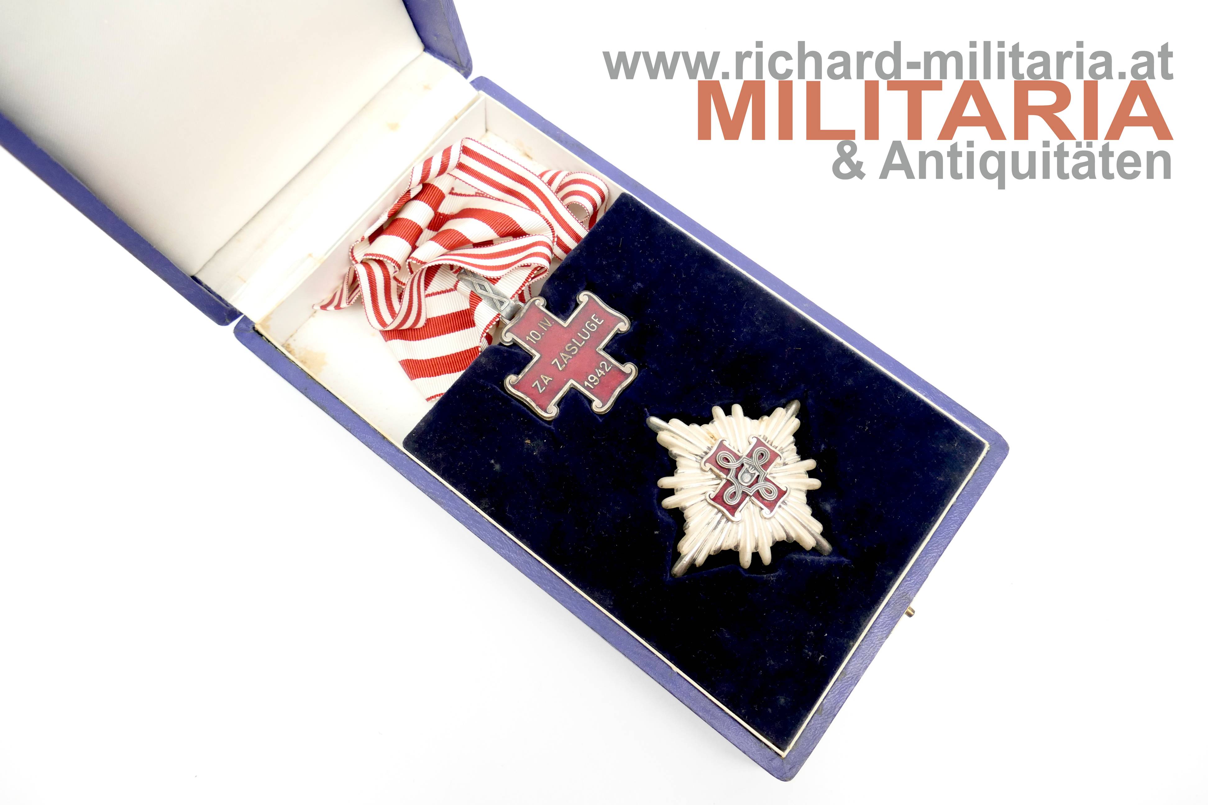 Kroatien Ustascha - Verdienstorden 1. Klasse für Christen im Etui