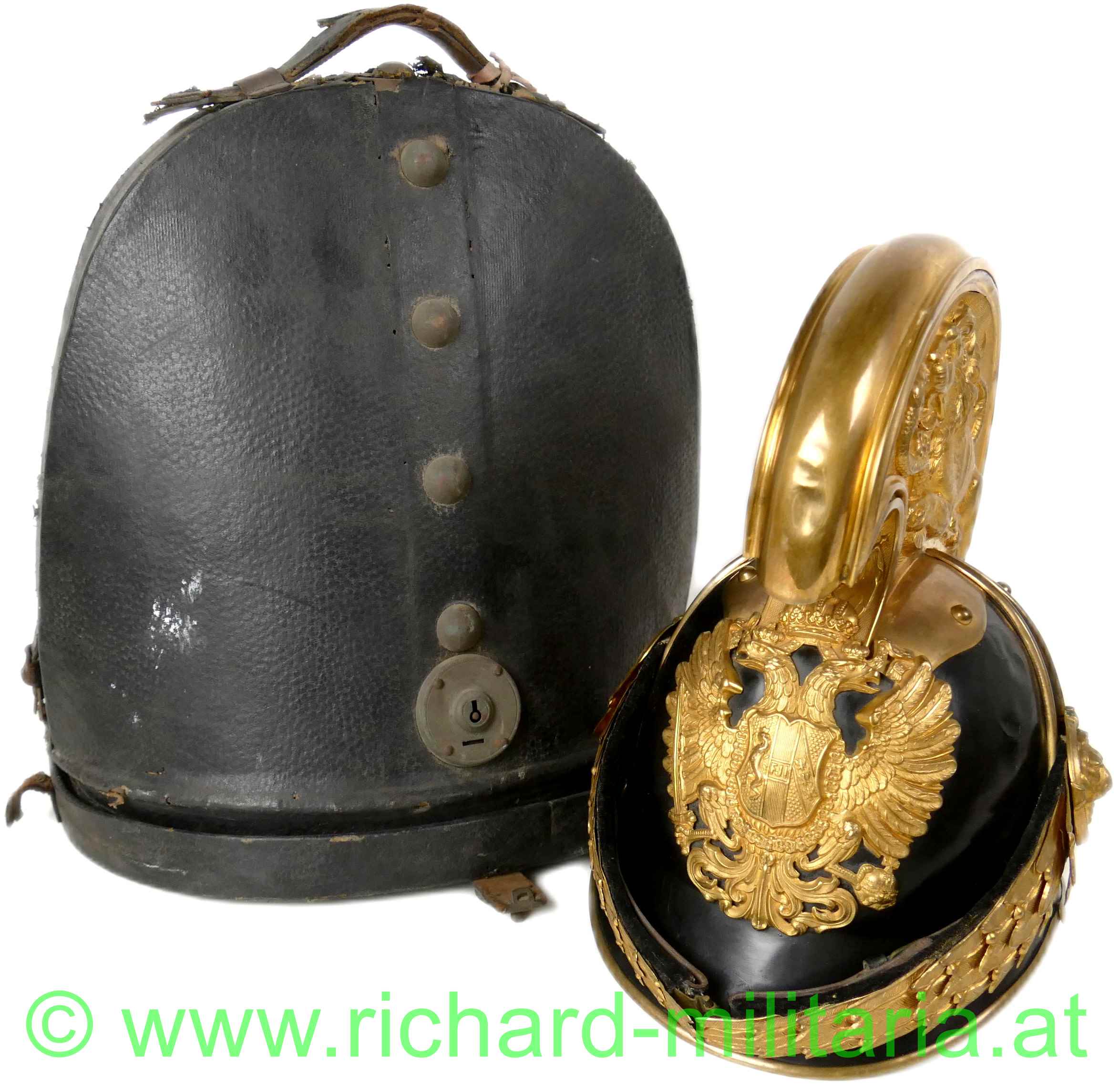 k.u.k. Dragonerhelm M1905 Offizier mit Helmkoffer