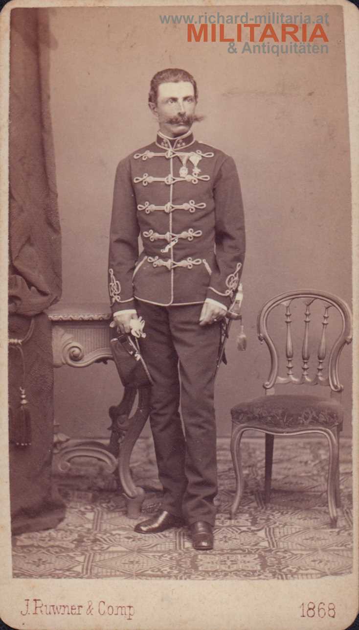 k.u.k. Hartkartonfoto - Husaren Rittmeister - EKO III. Klasse & MVK