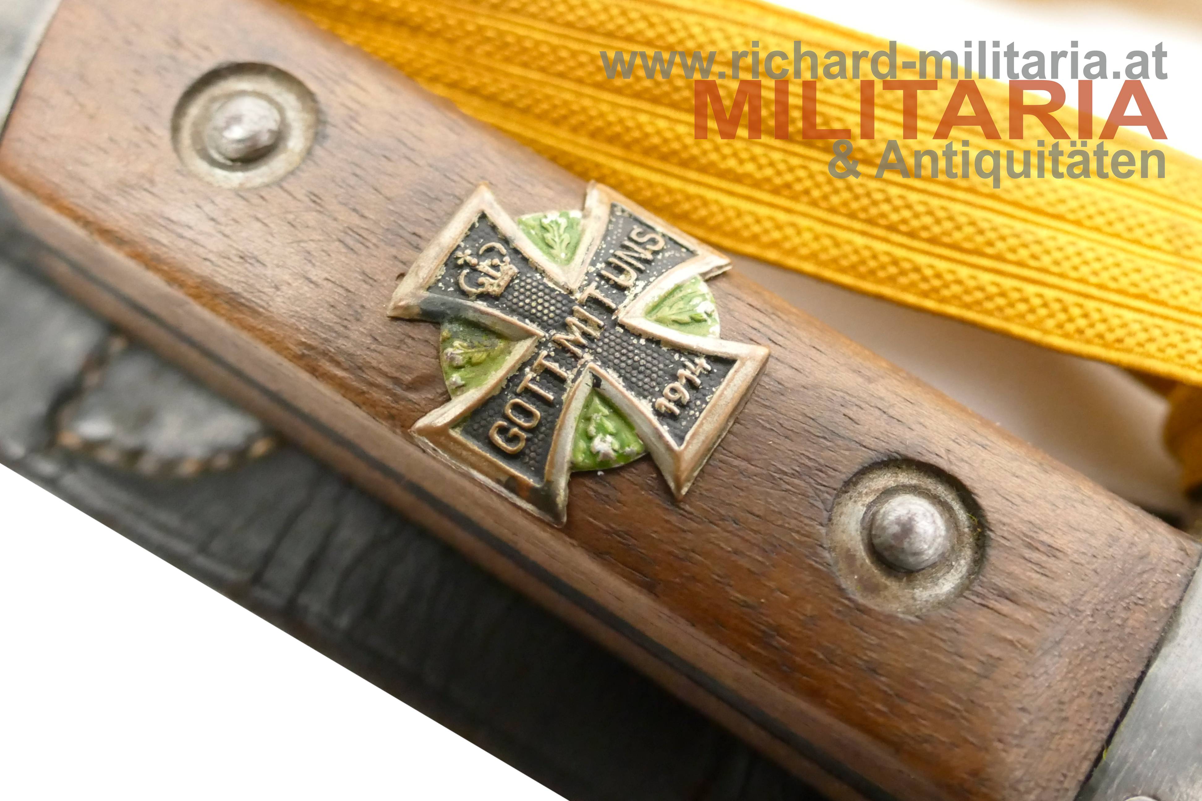 Österreich Messerbajonett M1895 mit Griffauflage "Gott mit uns 1914"
