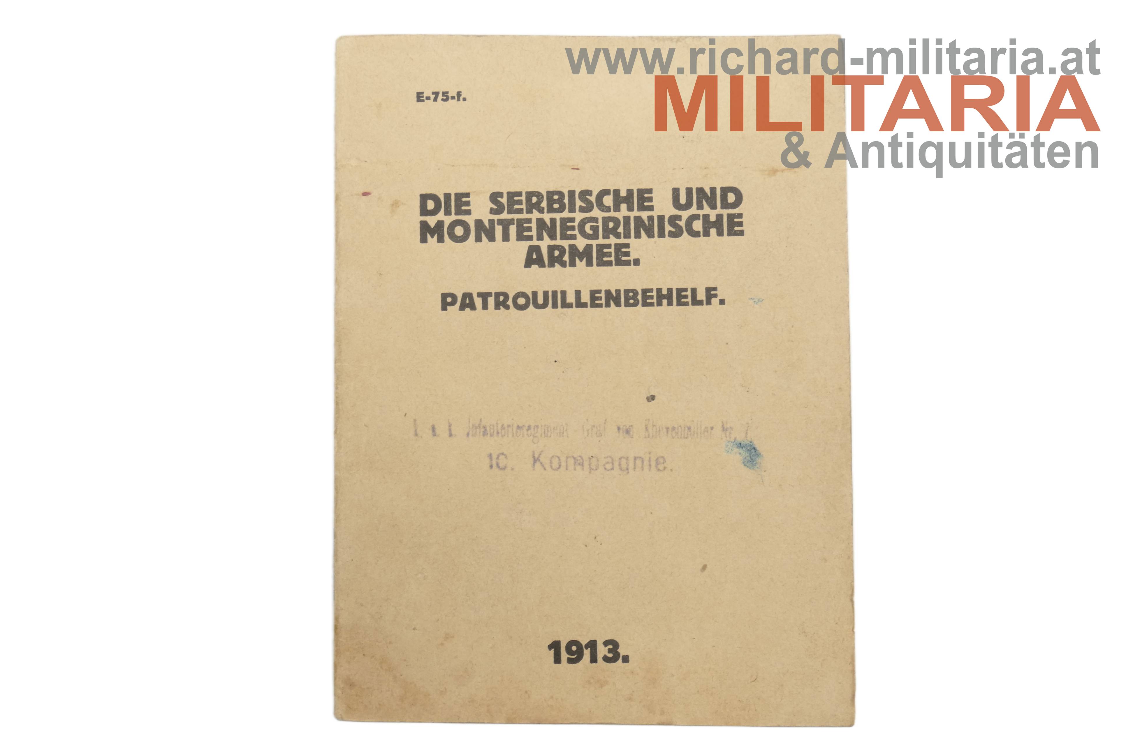 Die serbische und montenegrische Armee- Patrouillenbehelf