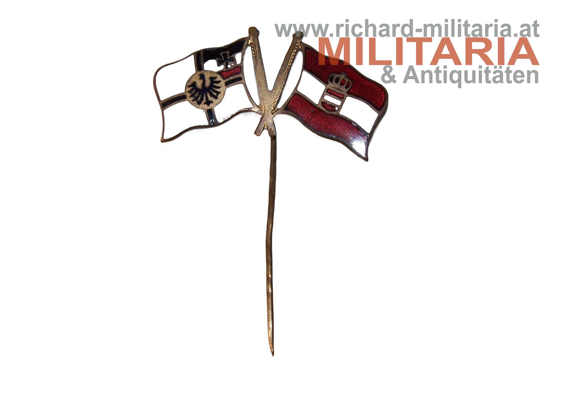 k.u.k. patriotischer Anstecker - österr. und deutsche Kriegsmarine-Flagge