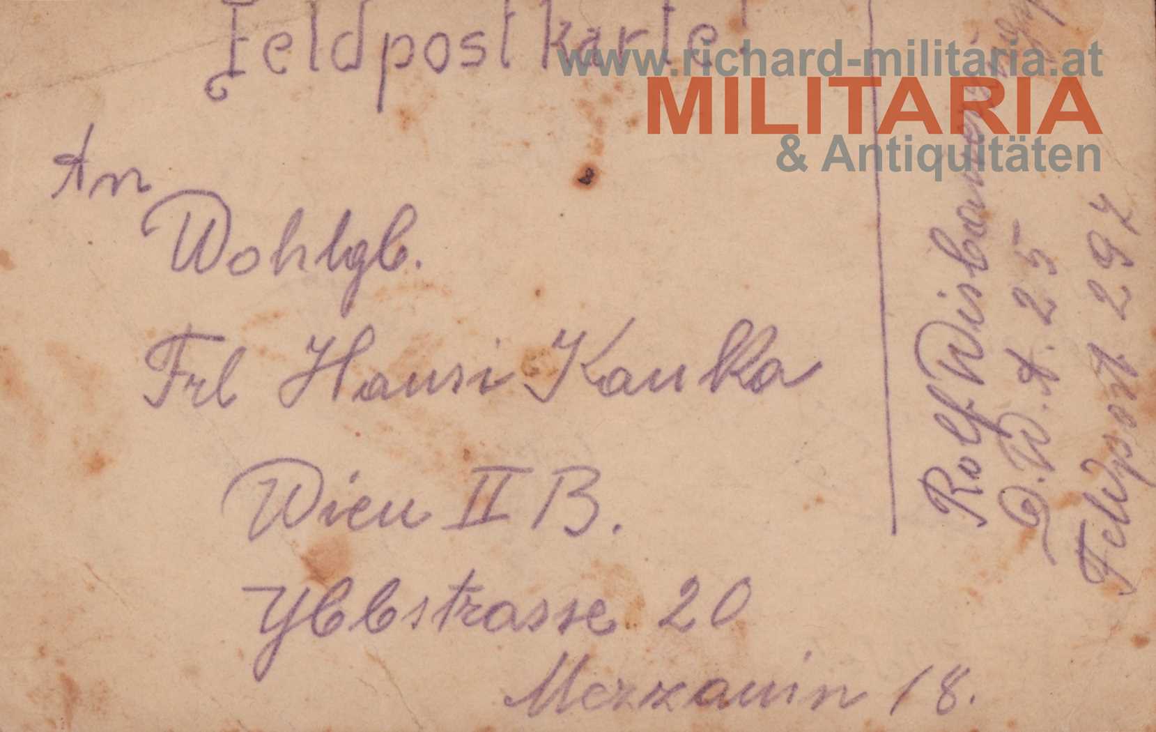 k.u.k. PK - handgezeichnete Feldpostkarte "Ist vorbei!" - gefallener k.u.k. Soldat