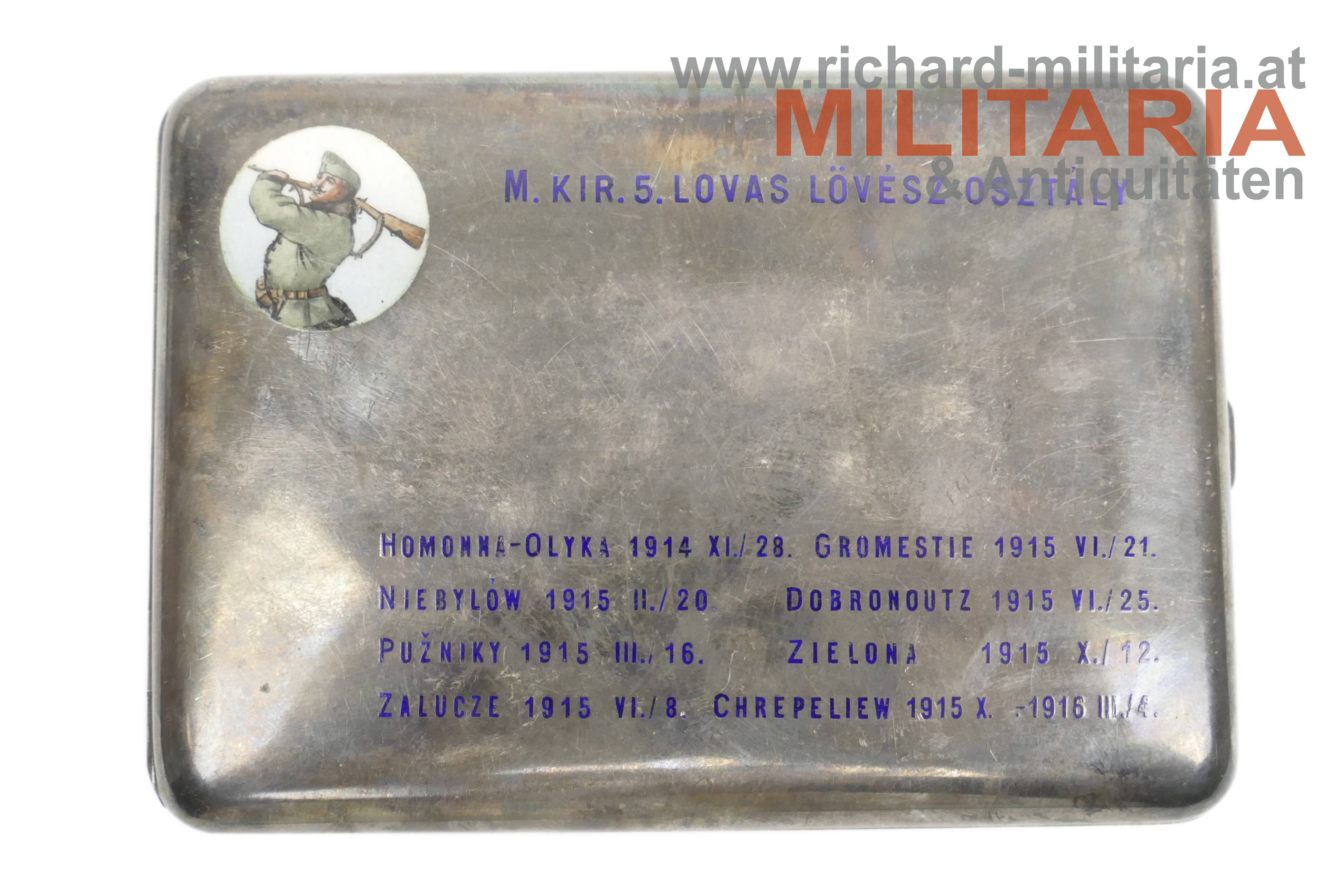 k.u. Zigarettenetui - 5. Honvéd Kavallerie Schützen Division - SILBER