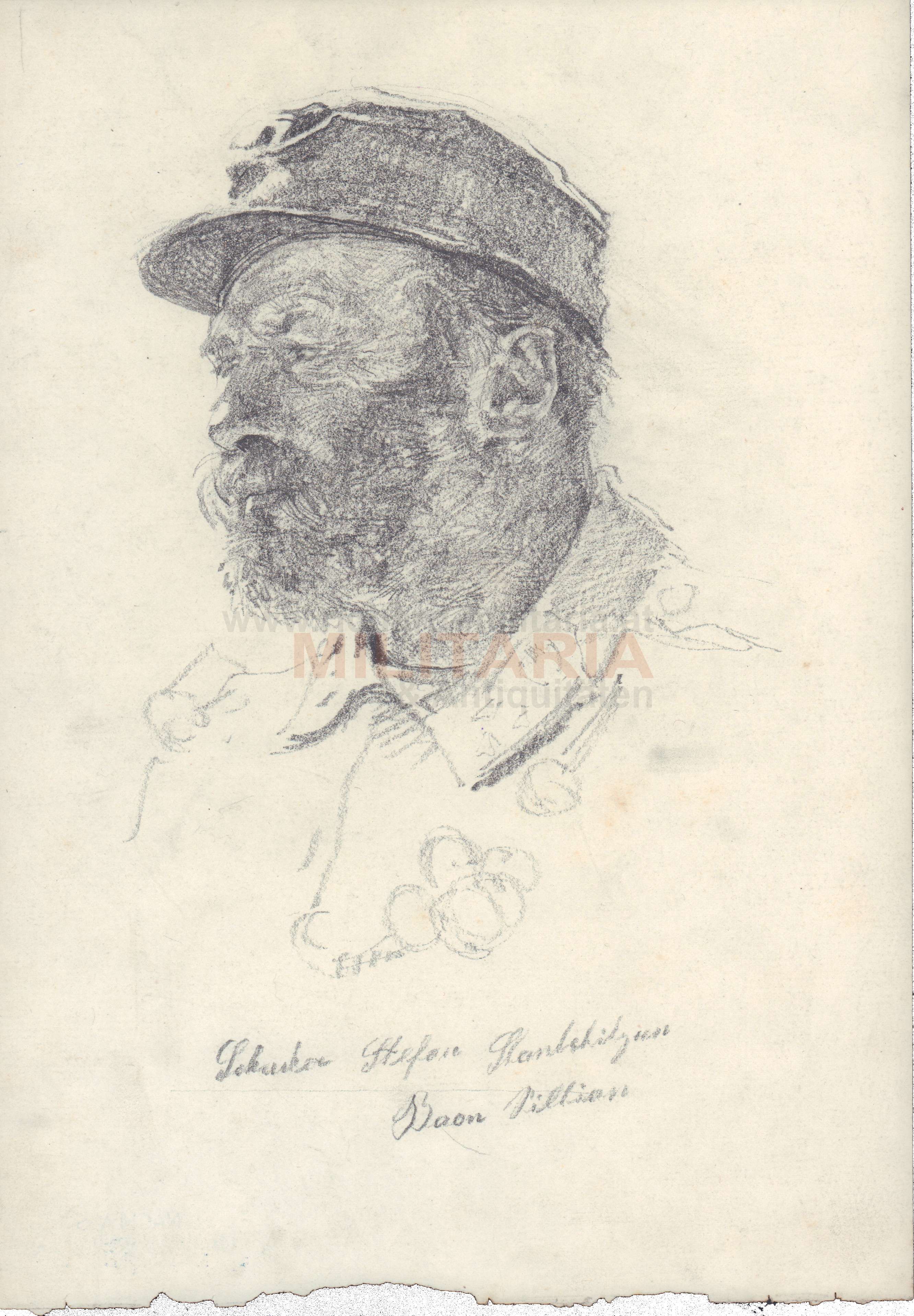 k.k. Standschütze Baon Sillian - Bleistiftzeichnung C. Ritter Th. v. Blaas 