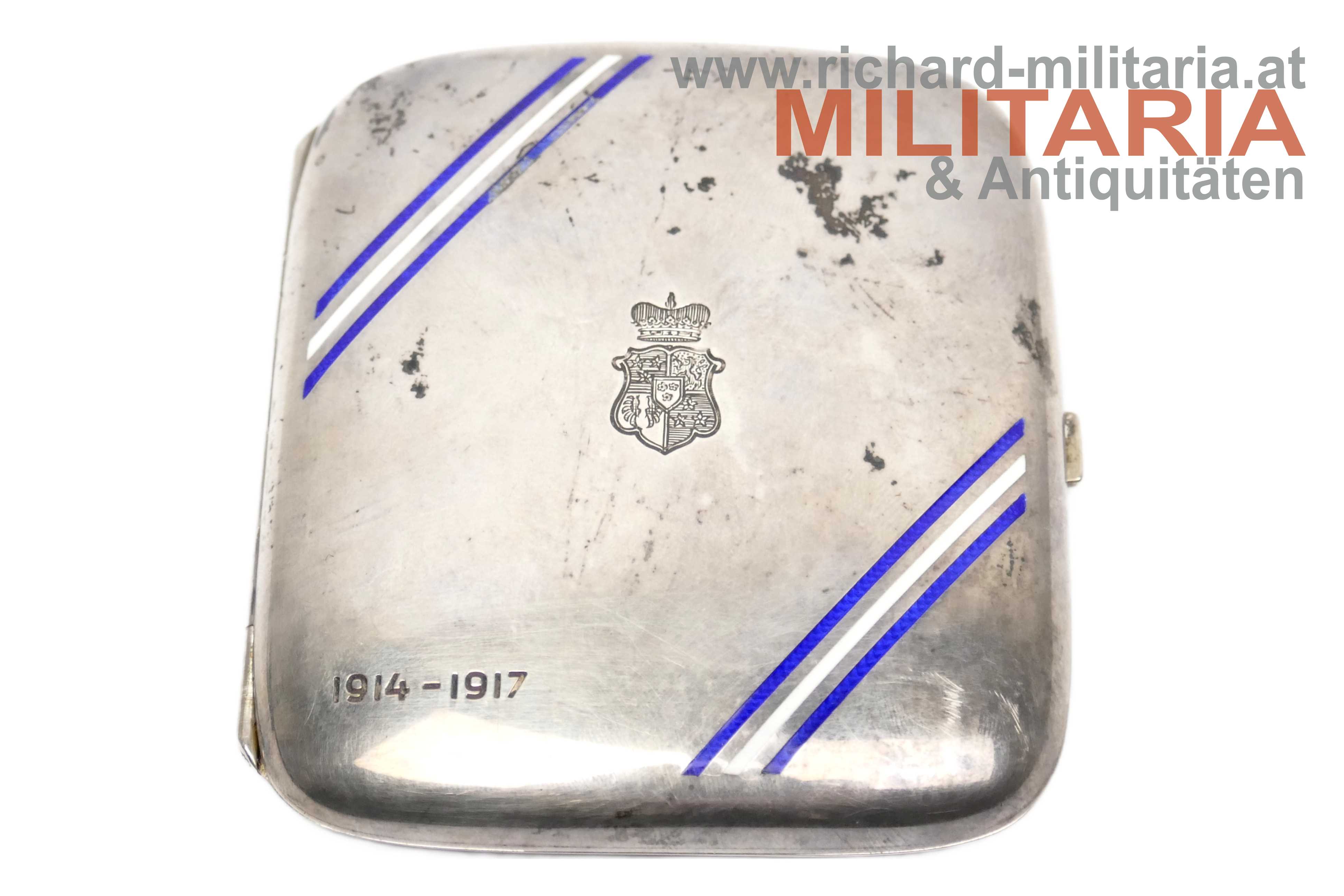 k.u.k. Zigarettenetui DR 15 - Oberstlt. Graf v. Platen zu Hallermund - 1914-1917 - SILBER