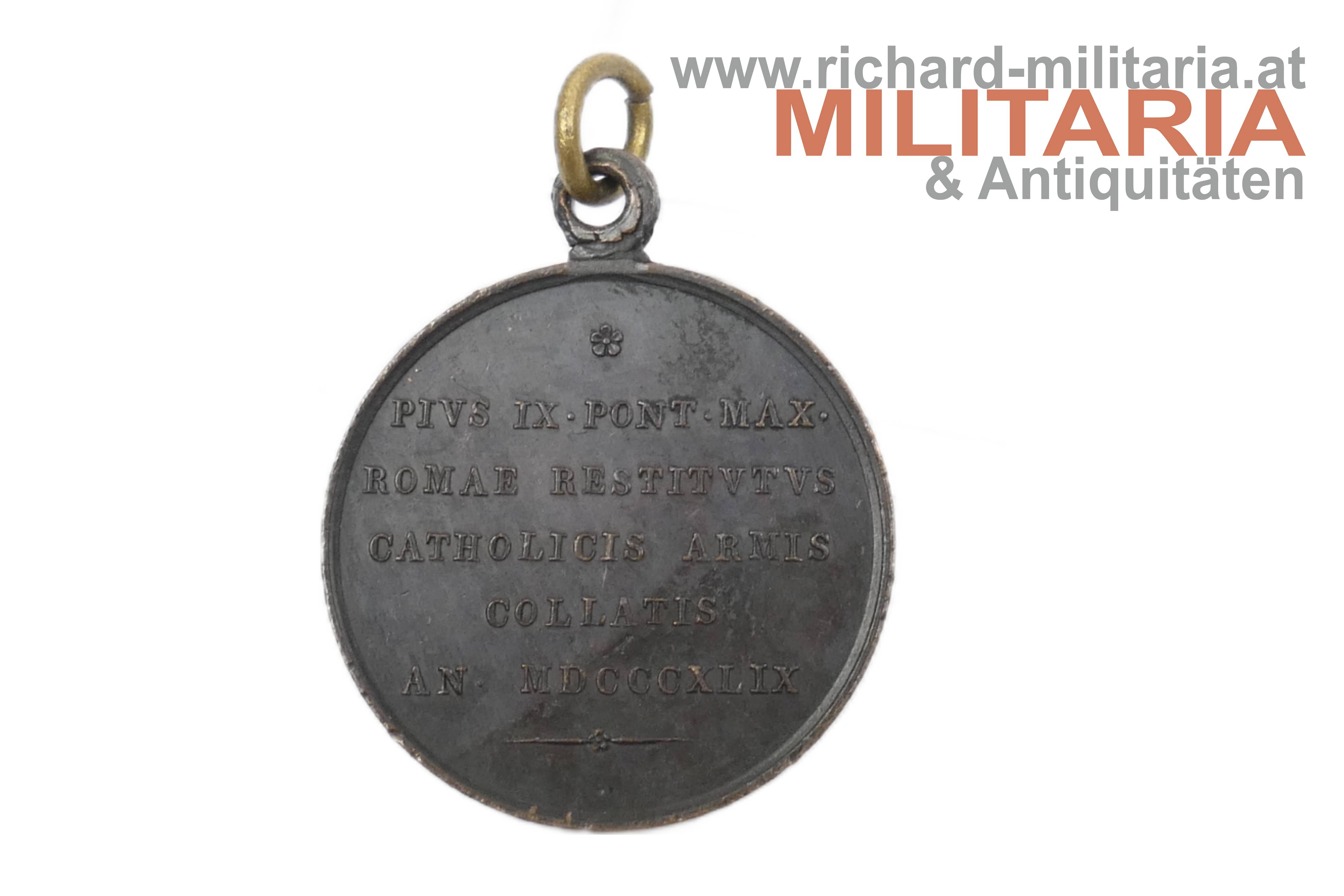 Gedenkmedaille an die Rückkehr des Papstes nach Rom 1849