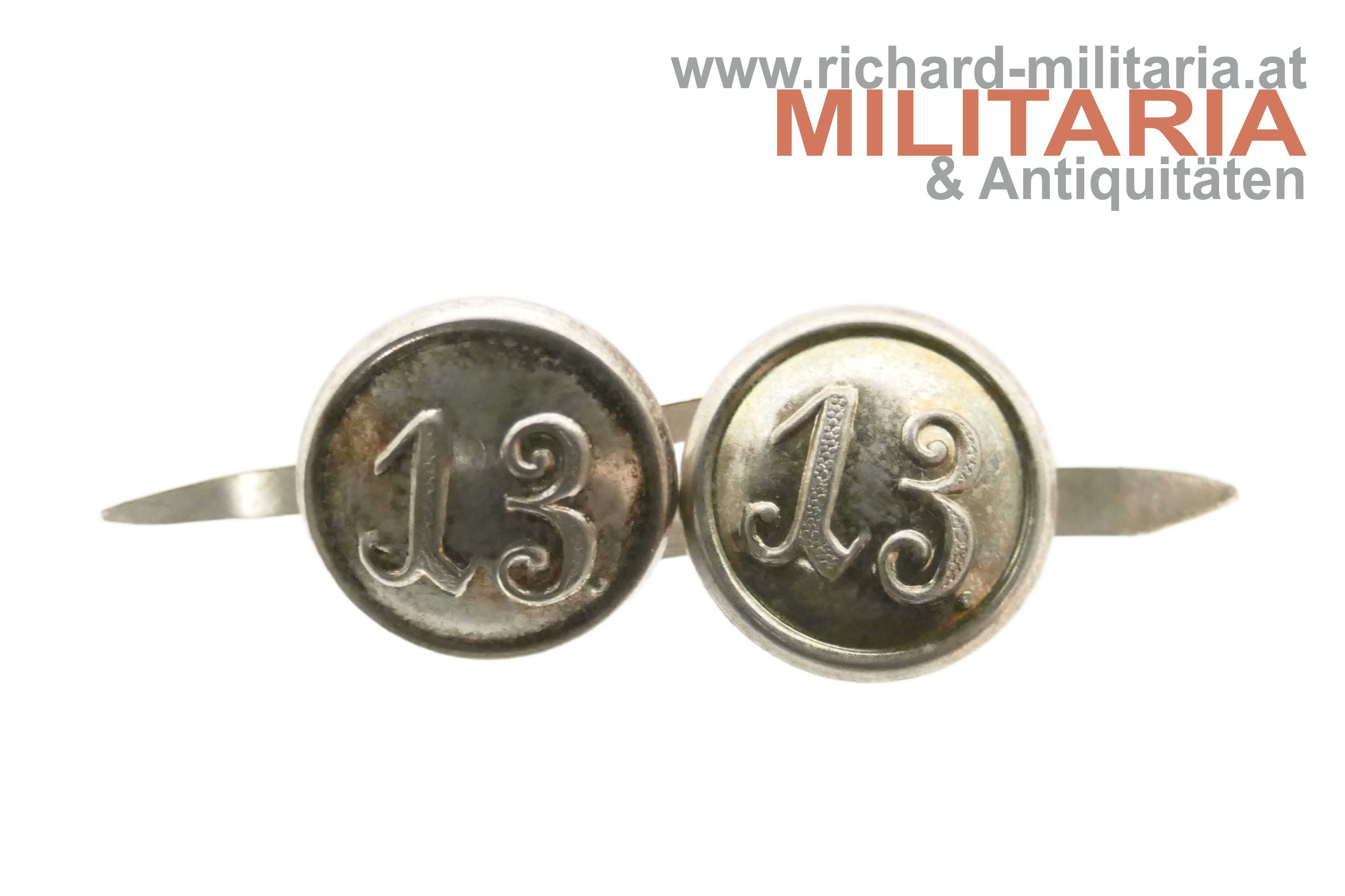 k.u.k. Kappenknöpfe "13" Silber