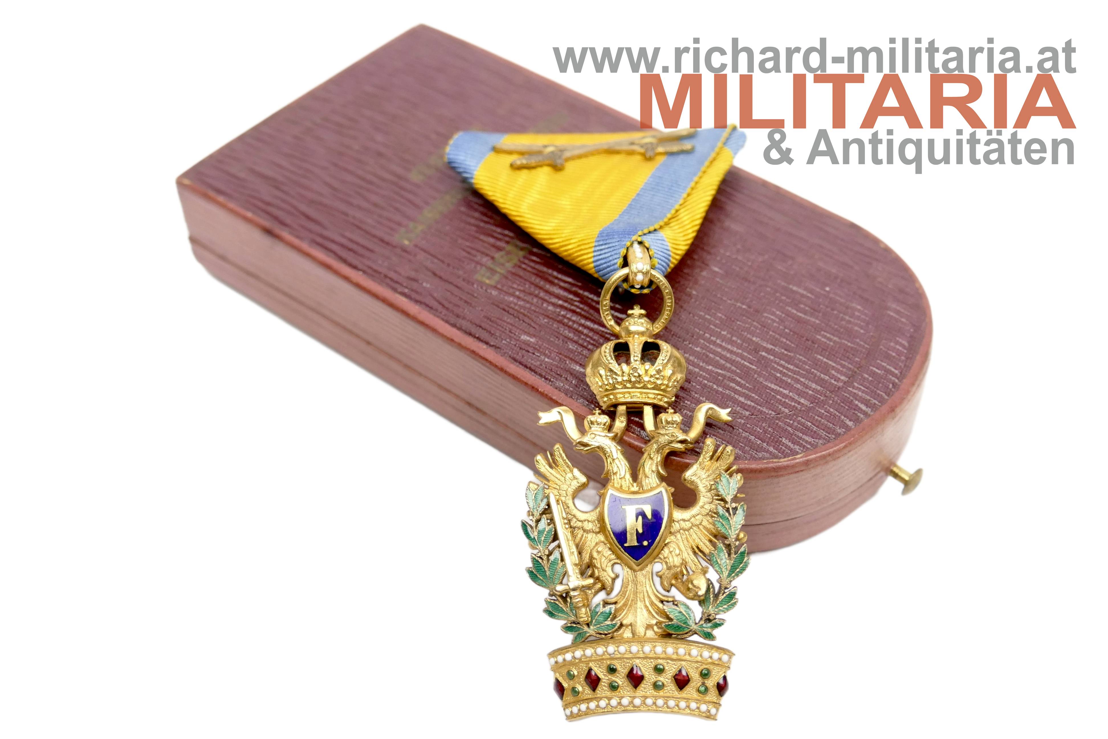 österr. kaiserl. Orden der Eisernen Krone 3. Klasse mit KD & Schw. mit Etui
