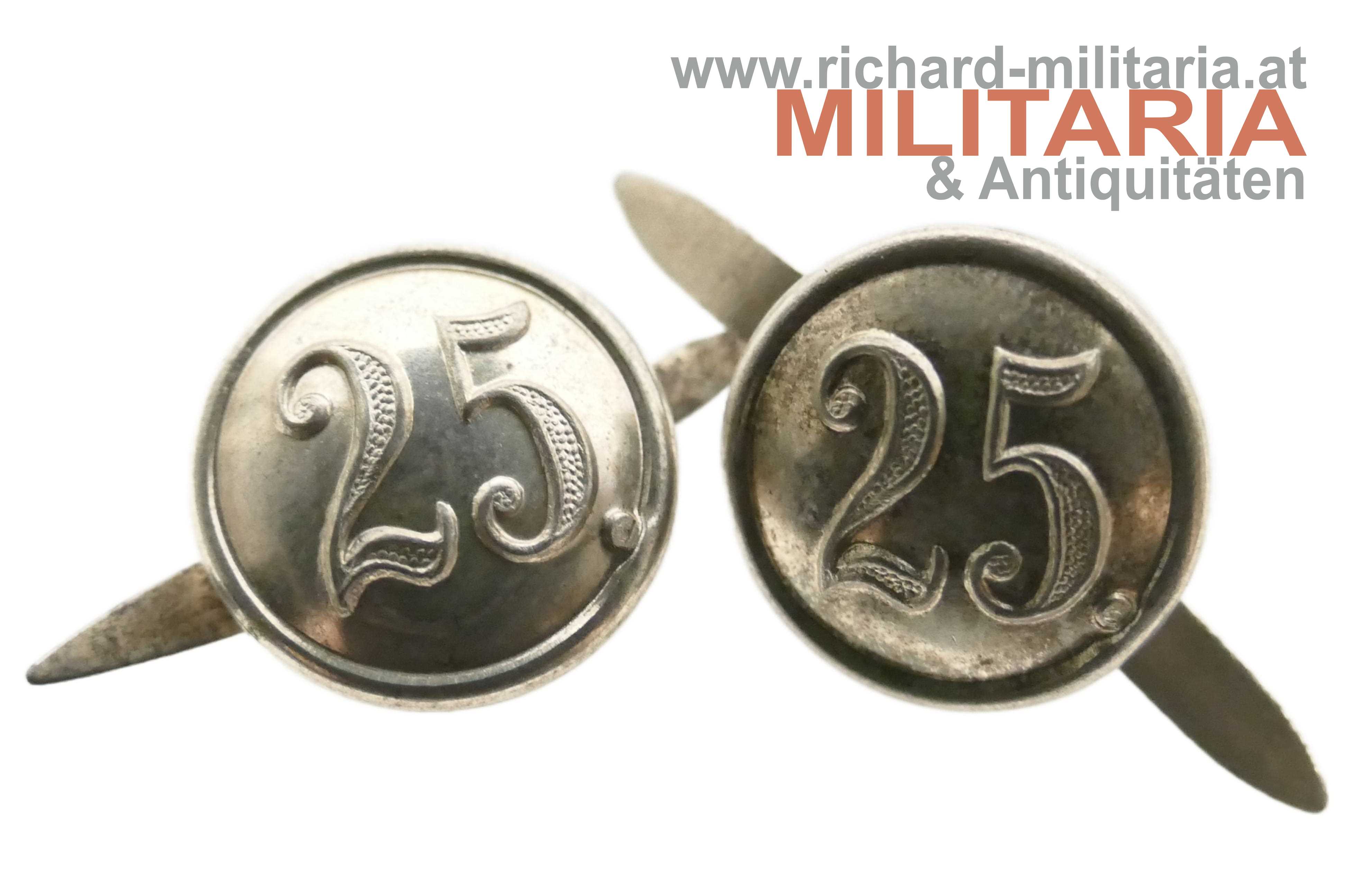 k.u.k. Kappenknöpfe "25" Silber