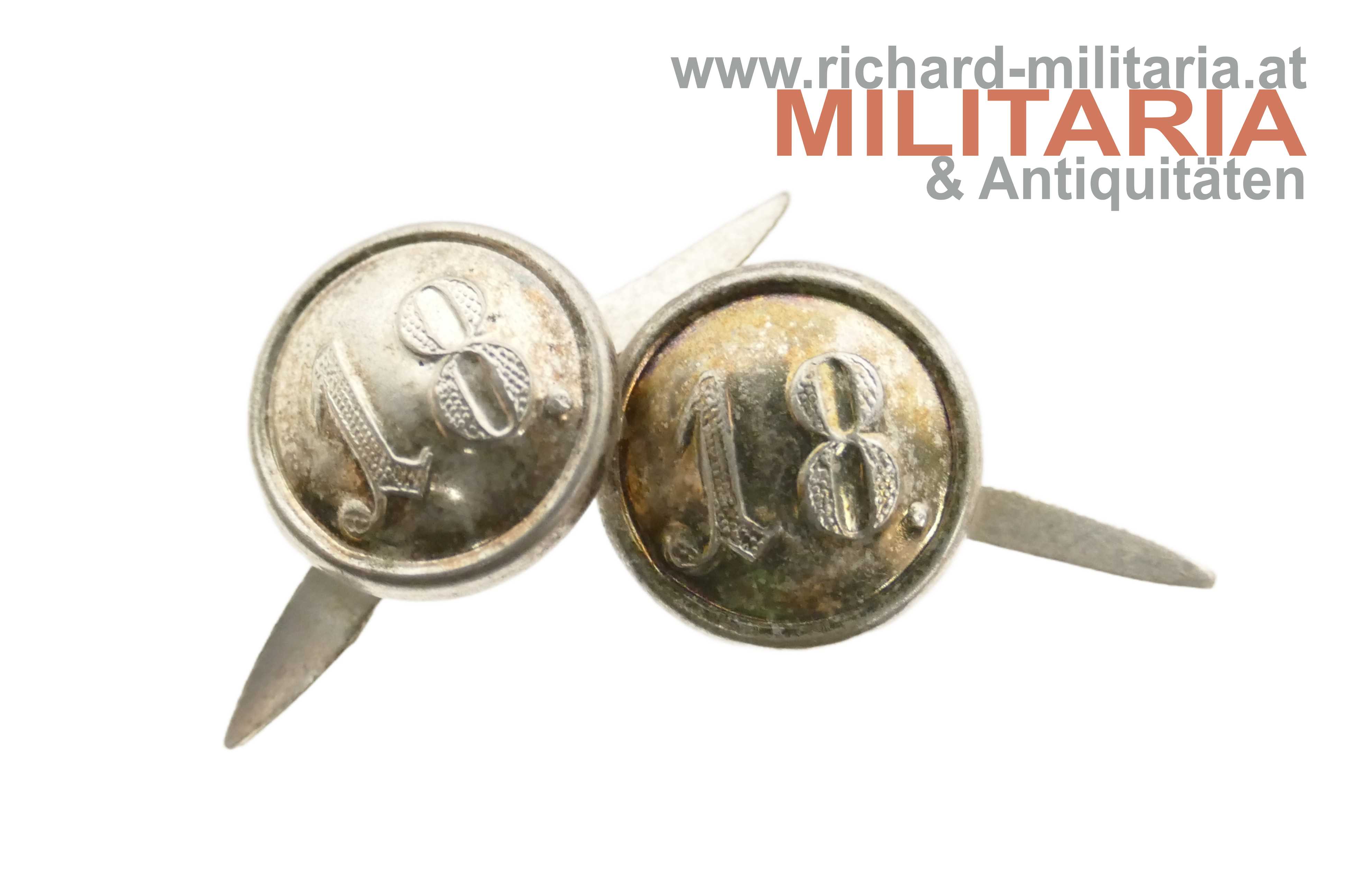 k.u.k. Kappenknöpfe "18." SILBER