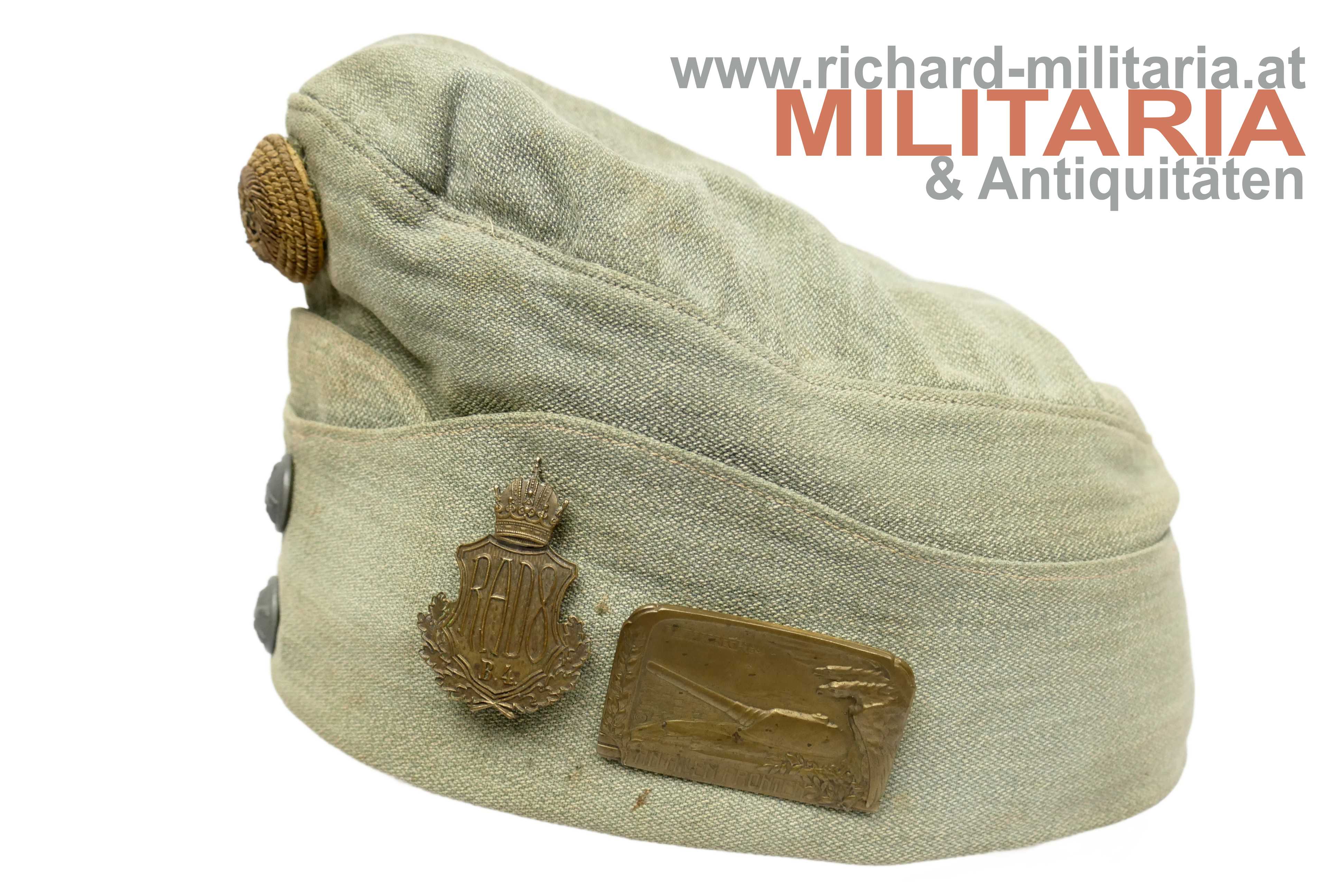 k.u.k. feldgraue schirmlose Artillerie-Kappe - Offizier - RAD8