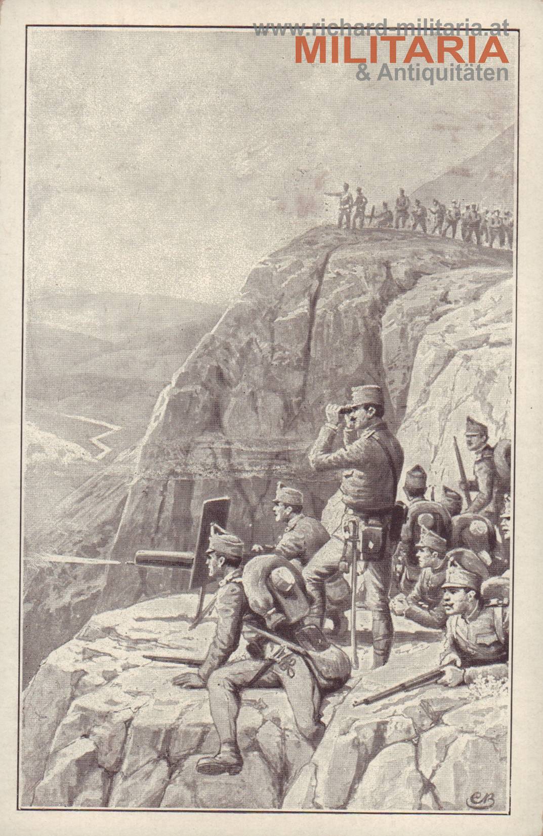 k.u.k. PK - Soldaten mit MG im Gebirge
