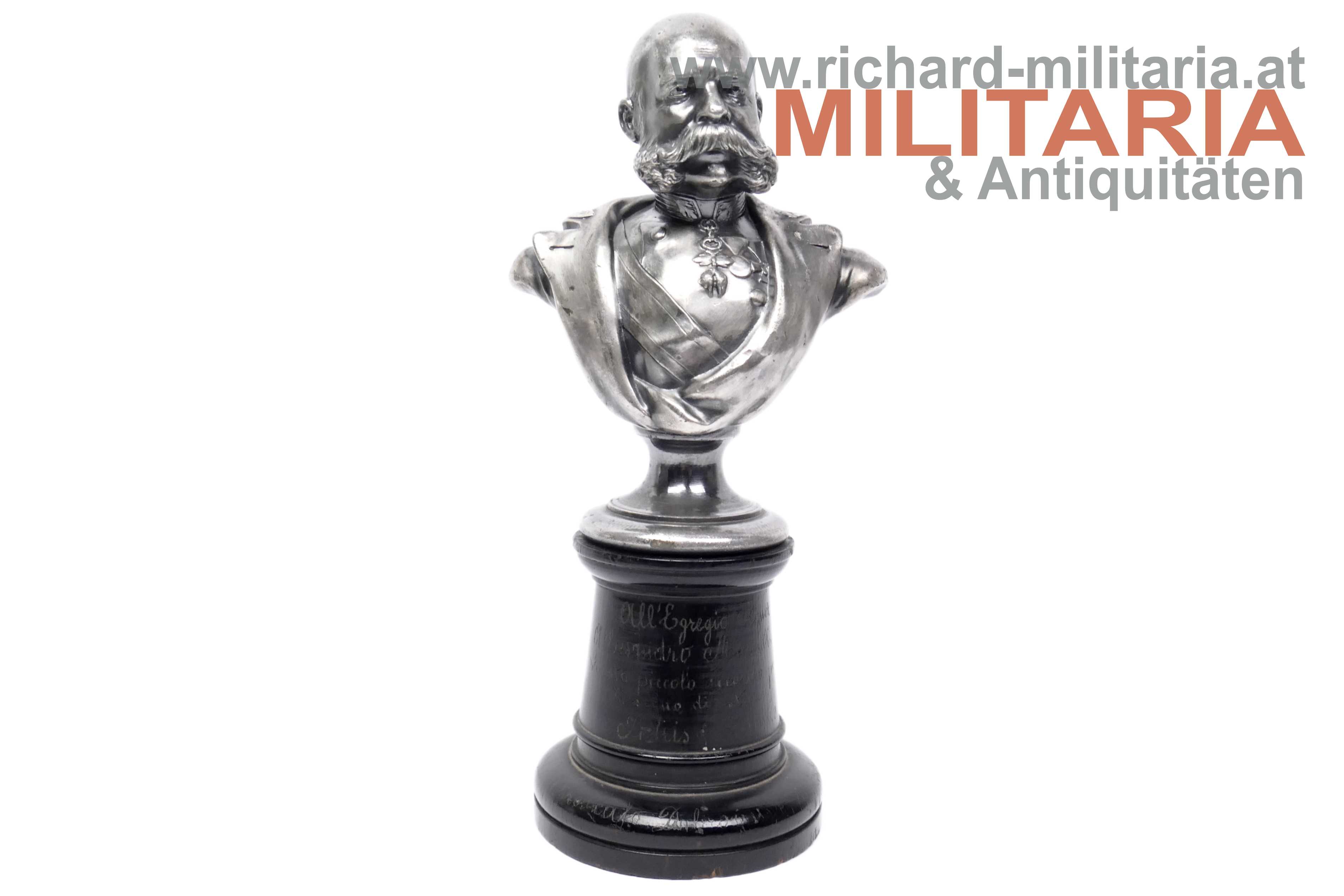 k.u.k. Büste von Kaiser Franz Josef I. - Italienische Widmung !