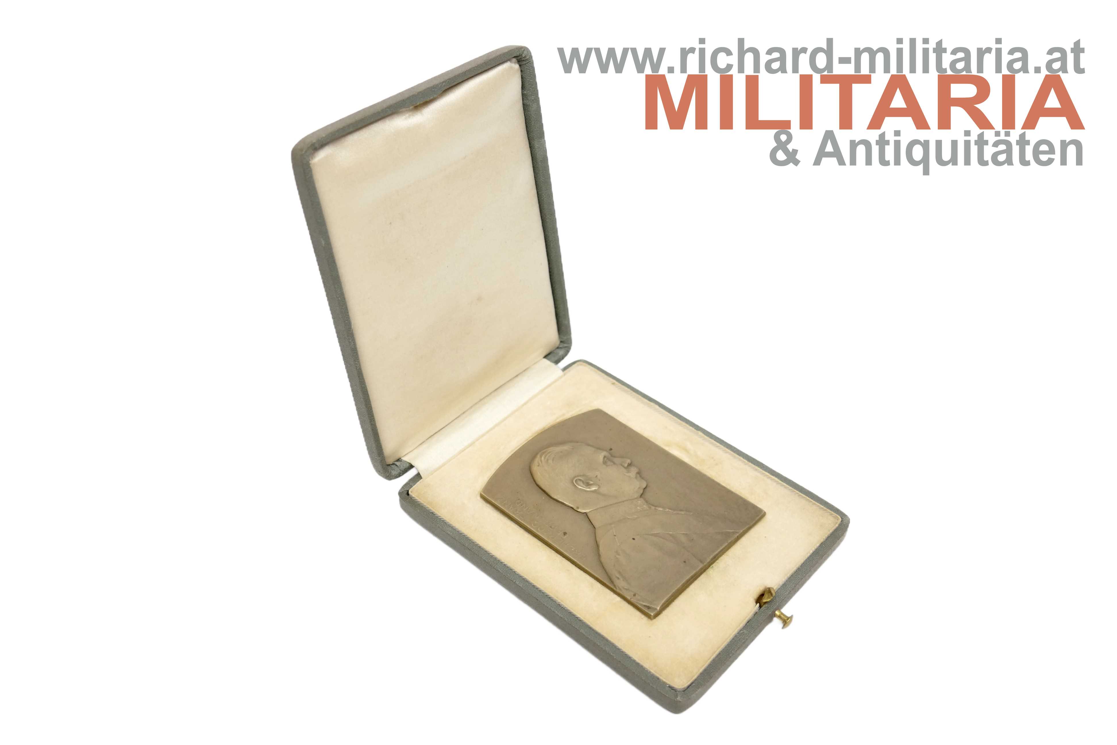 k.u.k. Kriegsfürsorge - Plakette Erzherzog Franz Ferdinand mit Etui