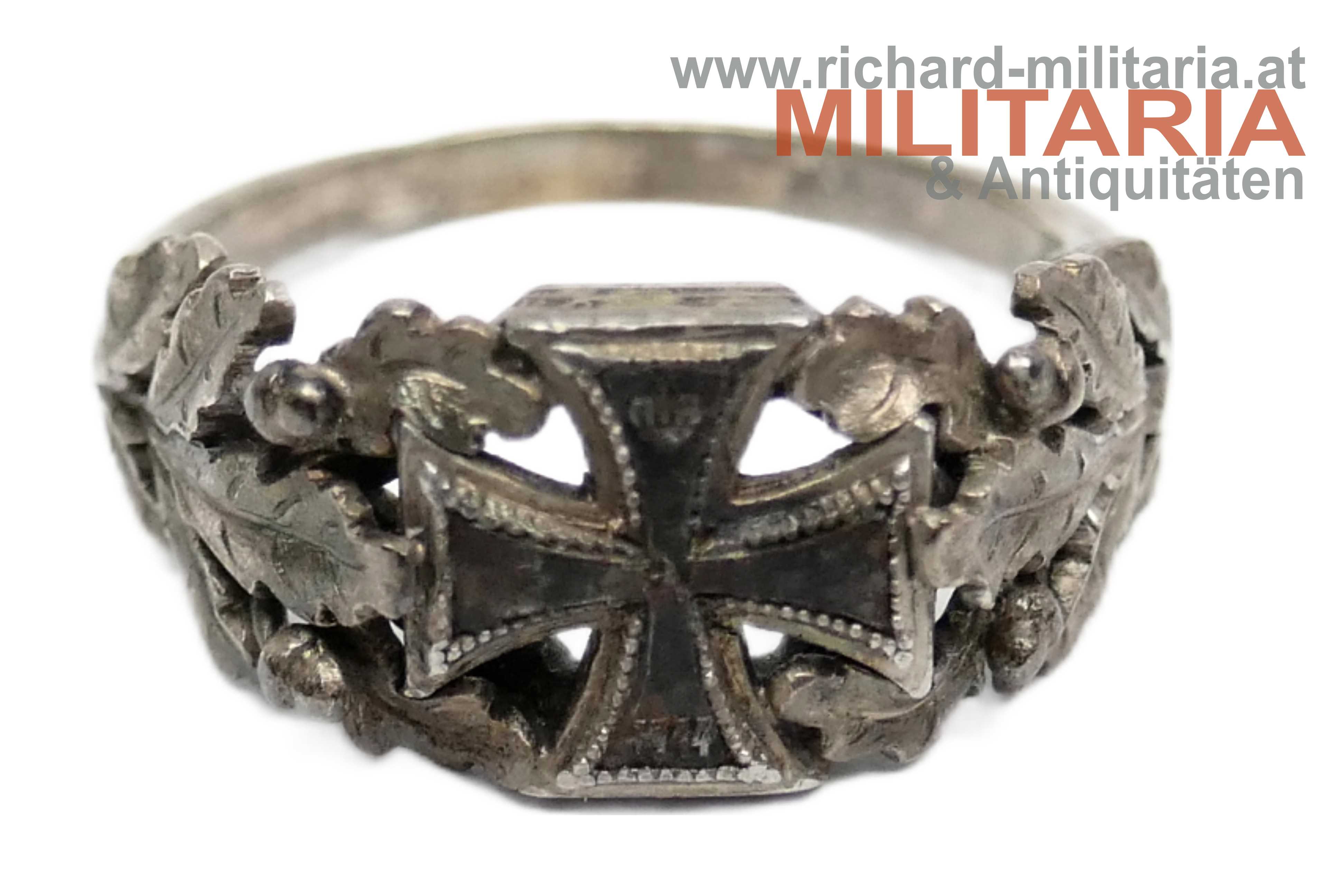 patriotischer Ring - Eisernes Kreuz im Etui - SILBER