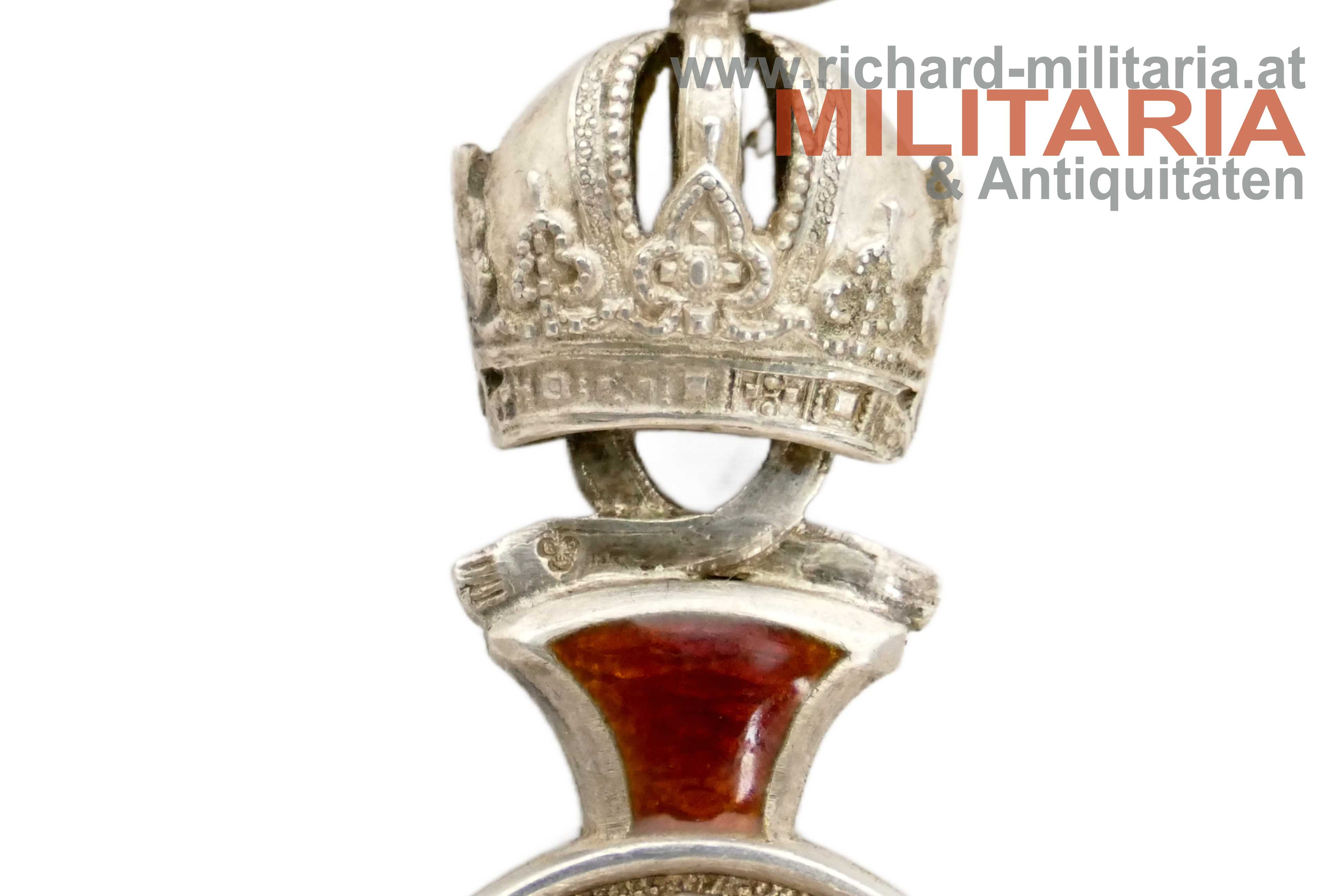 k.u.k. Silbernes Verdienstkreuz m.d.K. mit Etui - RUDOLFSKRONE