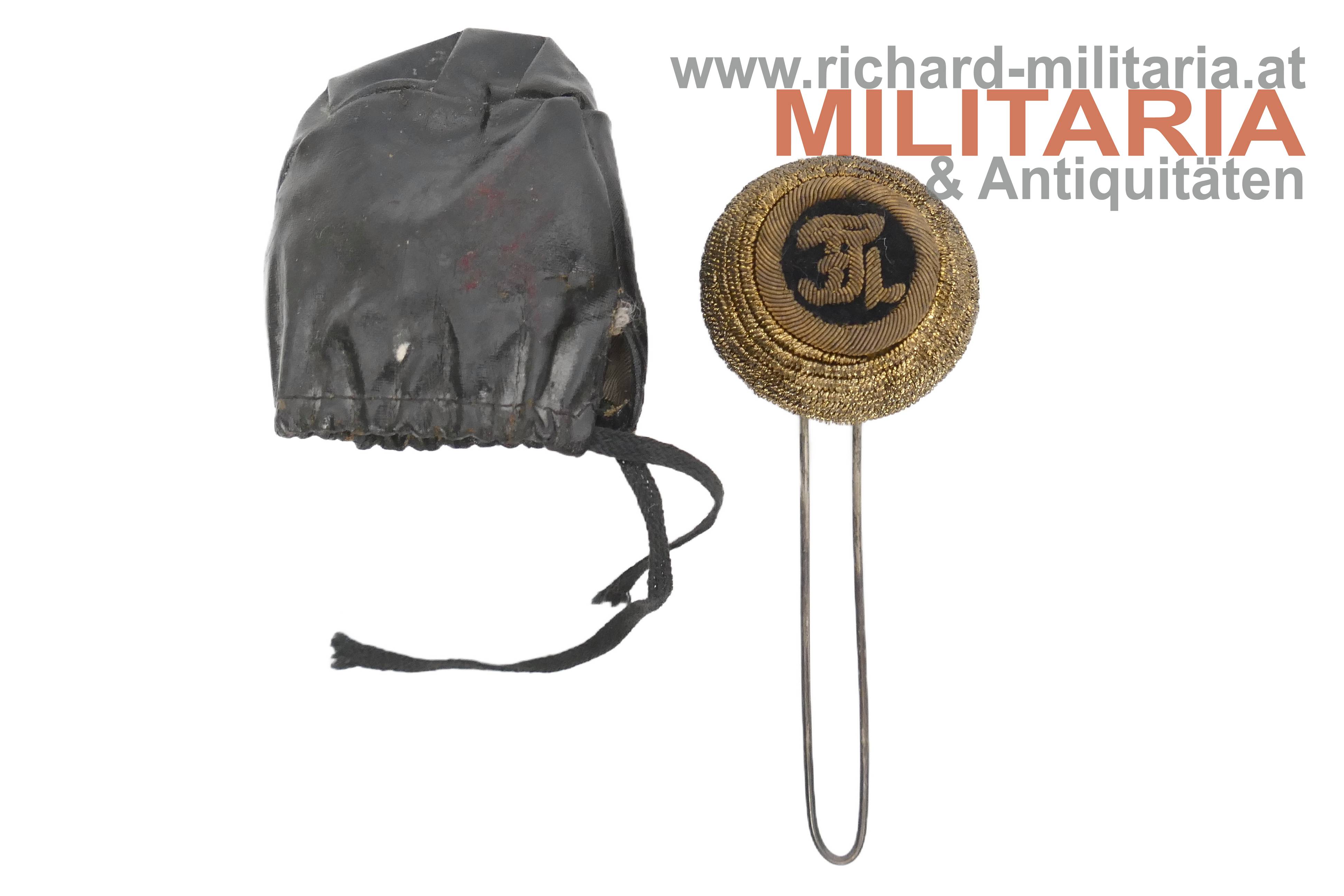 k.u.k. Infanterie-Tschako Kokarde Offizier - FJI mit Wachstuchüberzug