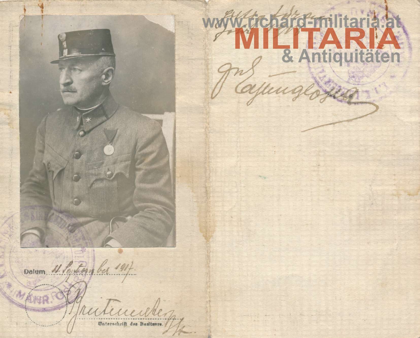 k.k. Ldstm. Reg. 1 - Lt. Breitenecker Identitätskarte