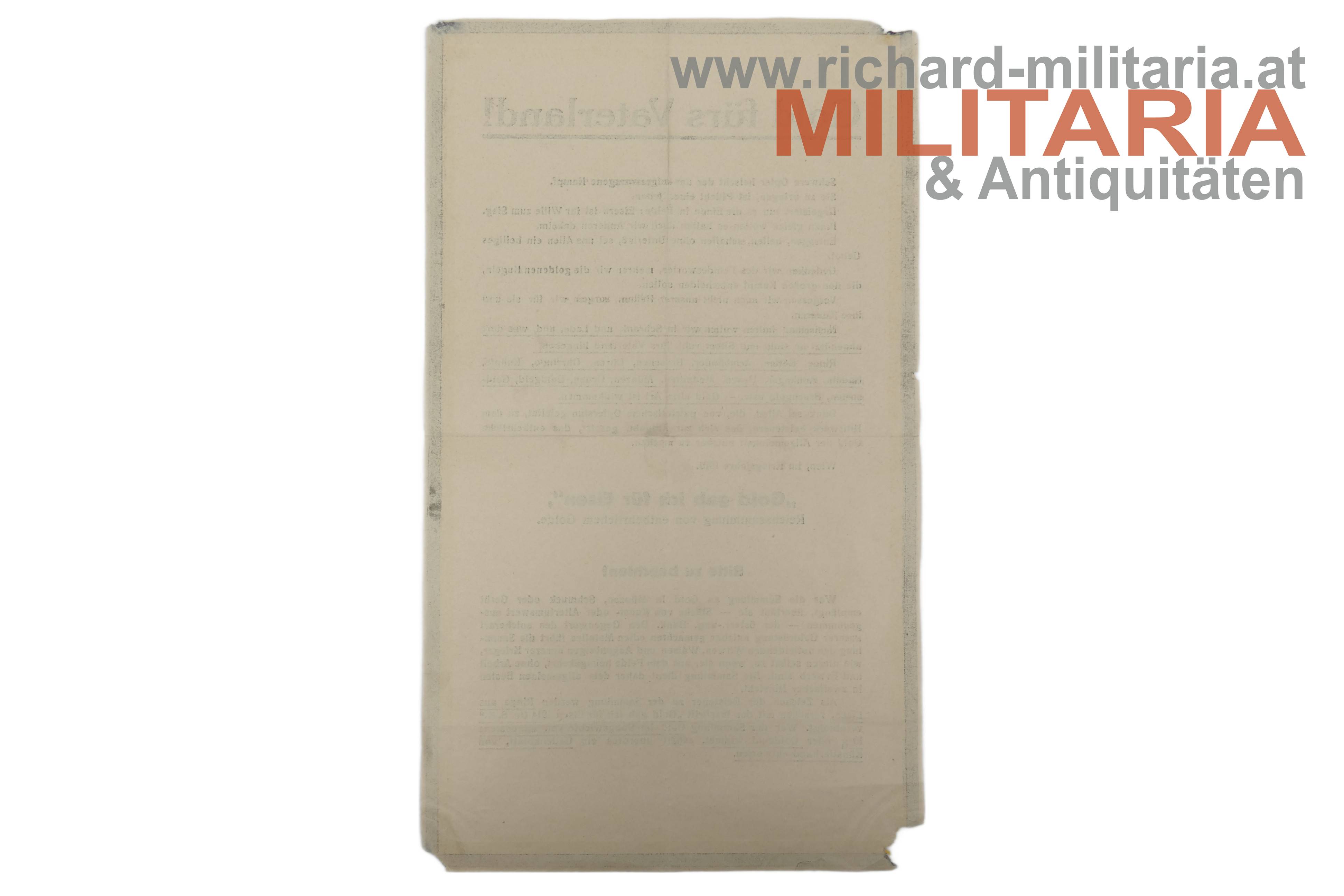 k.u.k. Reichssammlung "Gold gab ich für Eisen" 1916 