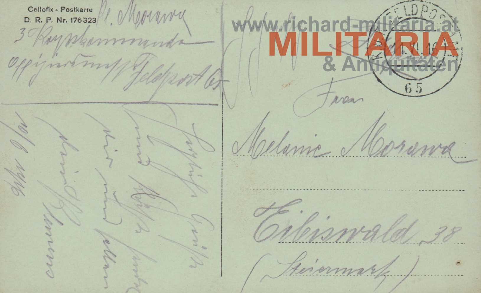 k.u.k. Foto - Soldaten mit Hund vor Zelt / 3. Korpskommando