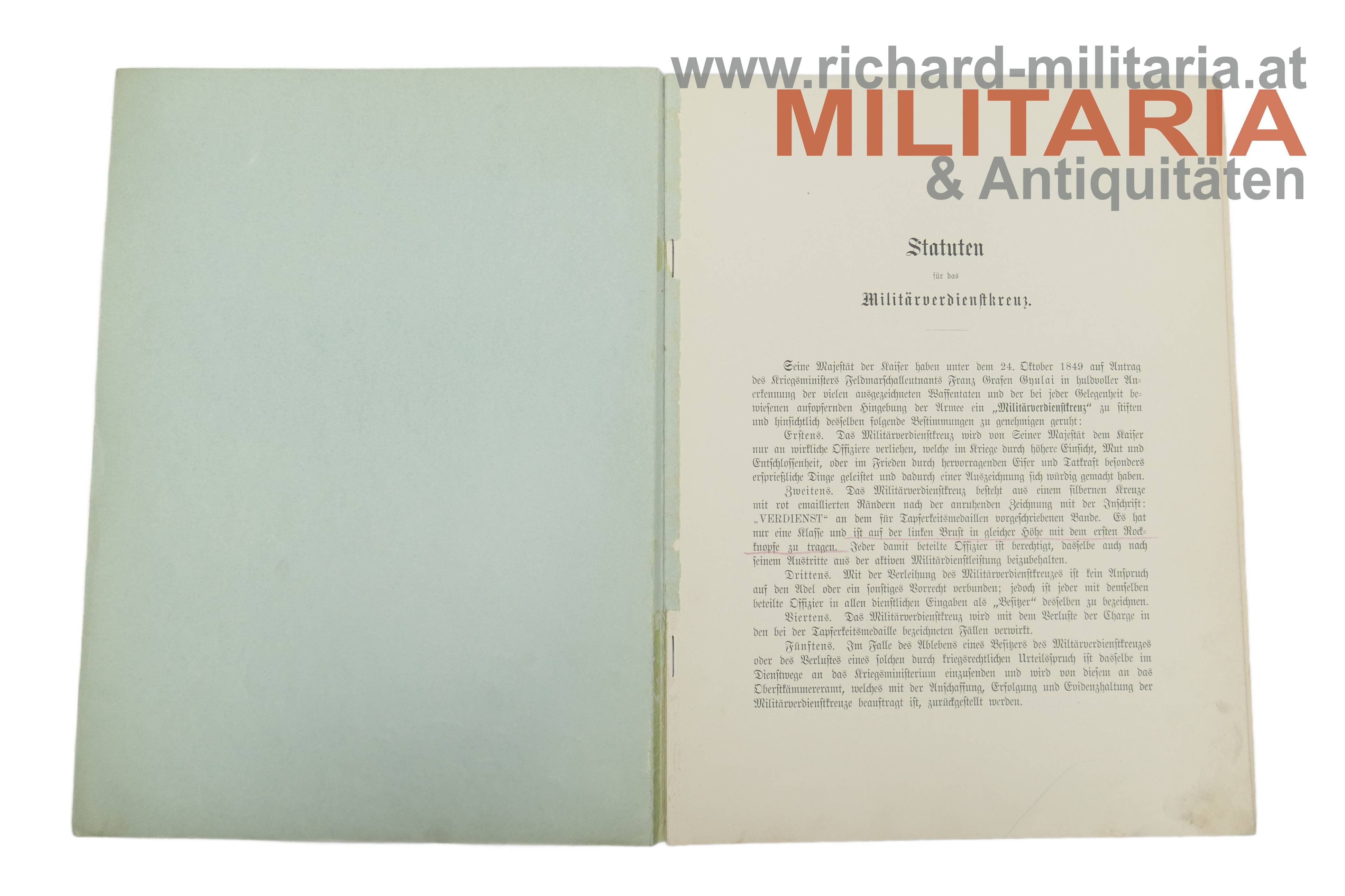 k.u.k. Statuten zum Militärverdienstkreuz ab 1914