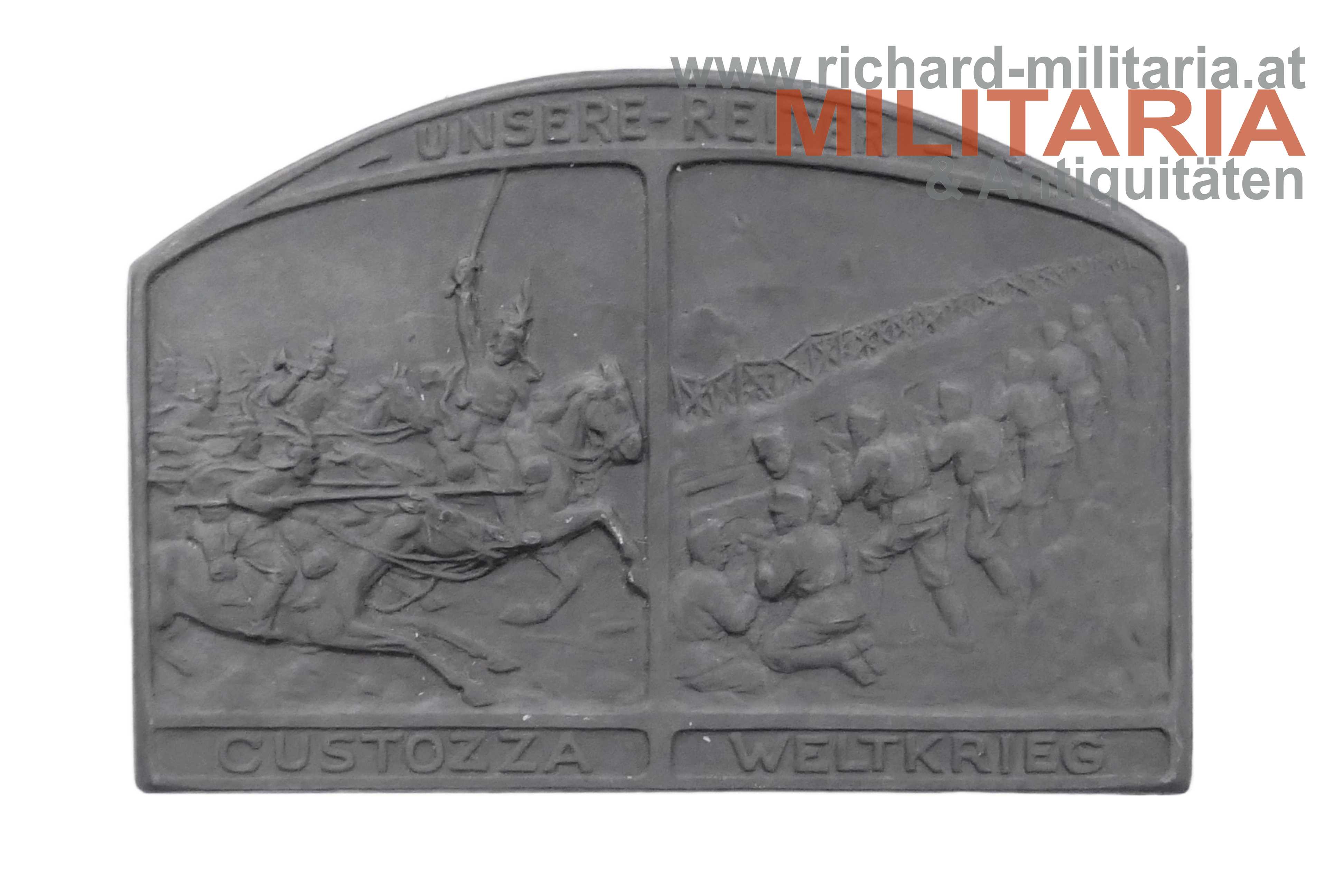 k.u.k. Kappenabzeichen "Unsere Reiter Custozza"