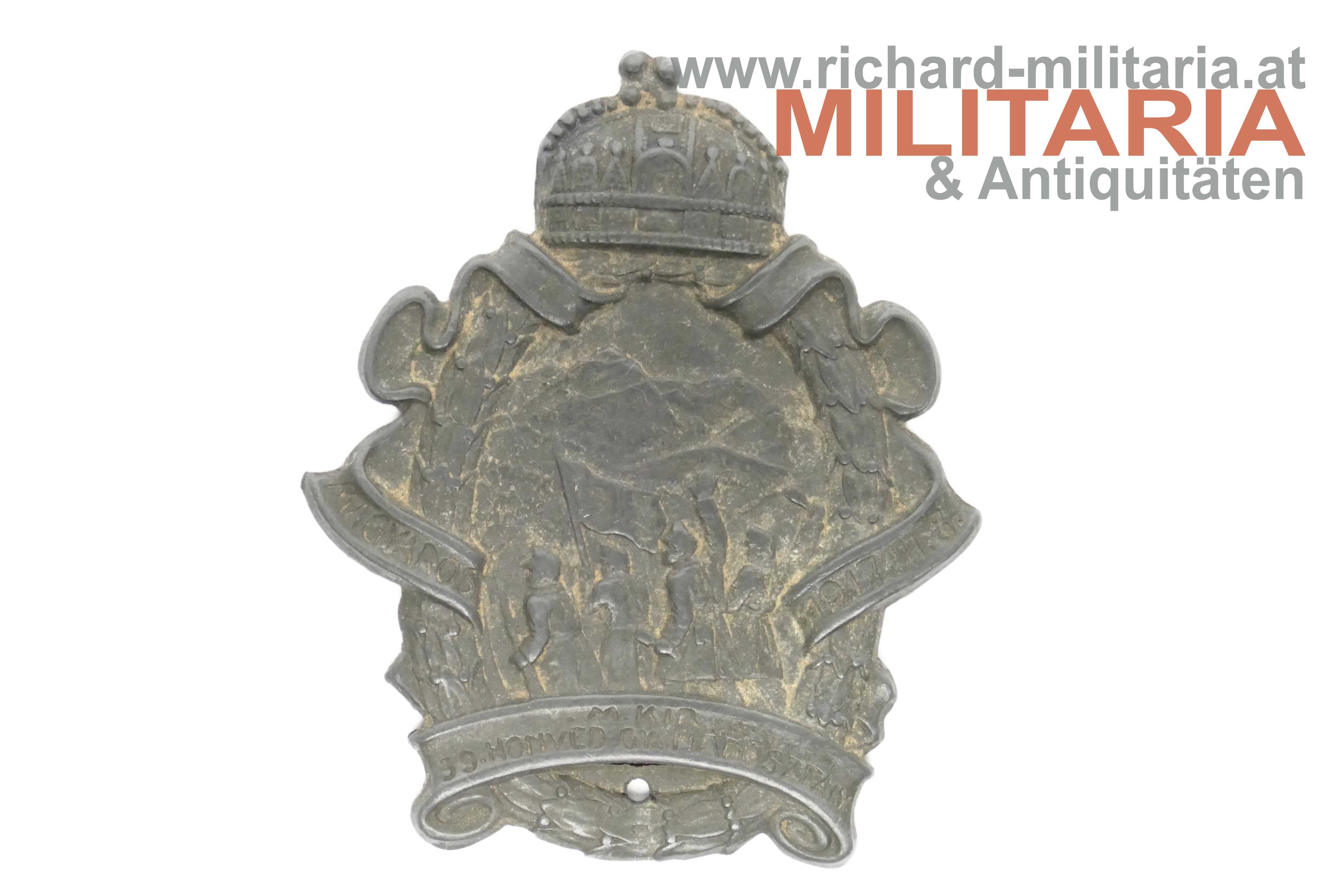 k.u. Kappenabzeichen - Honvéd ITD 39 - 1917