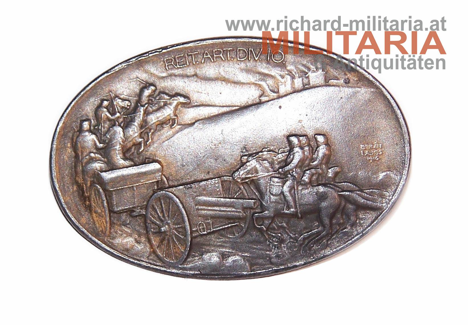 k.u.k. Kappenabzeichen - Reit. Art. Div. 10. Berán Lajos 1916