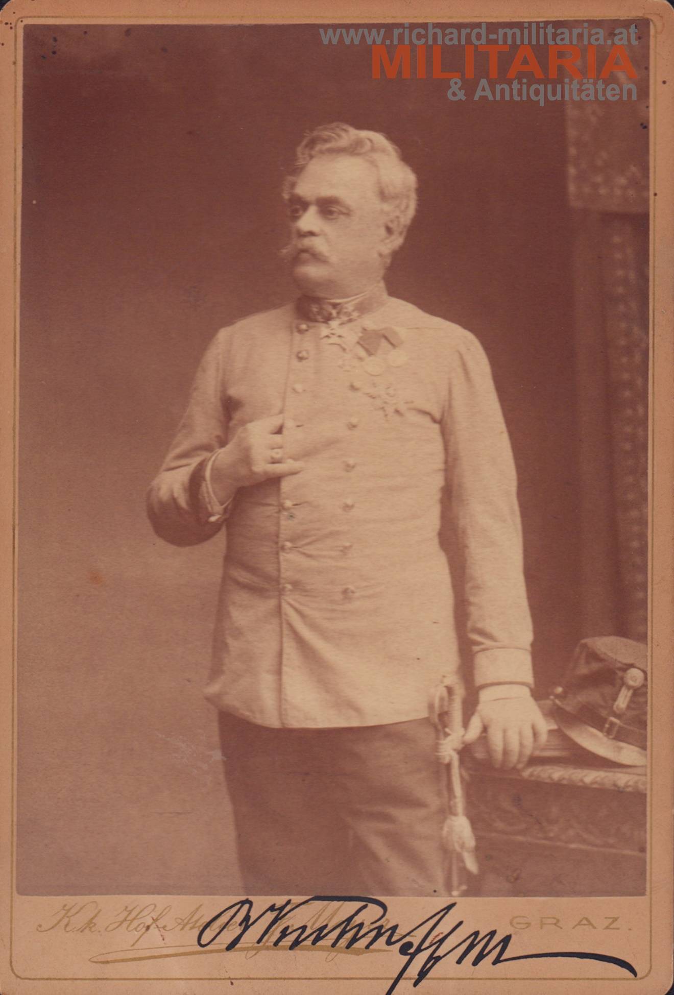 k.k. Hartkartonfoto - Franz Freiherr Kuhn von Kuhnenfeld - ORIGINALUNTERSCHRIFT