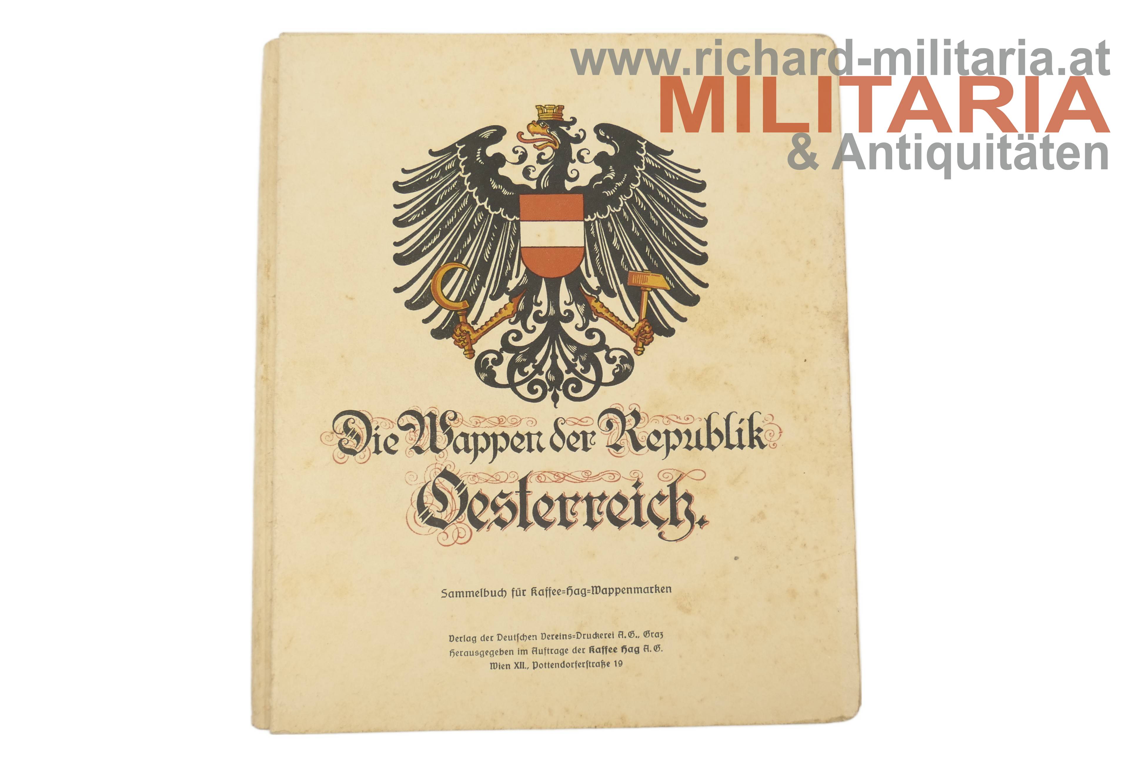 1. Republik - Sammelbuch "Die Wappen der Republik Österreich" - Kaffee-Hag